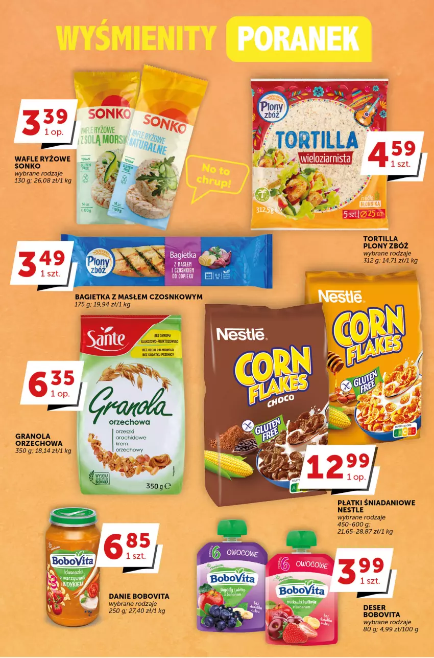 Gazetka promocyjna Groszek - ważna 04.05 do 16.05.2023 - strona 15 - produkty: Bagietka, BoboVita, Danio, Gra, Granola, Sonko, Tortilla, Wafle, Wafle ryzowe