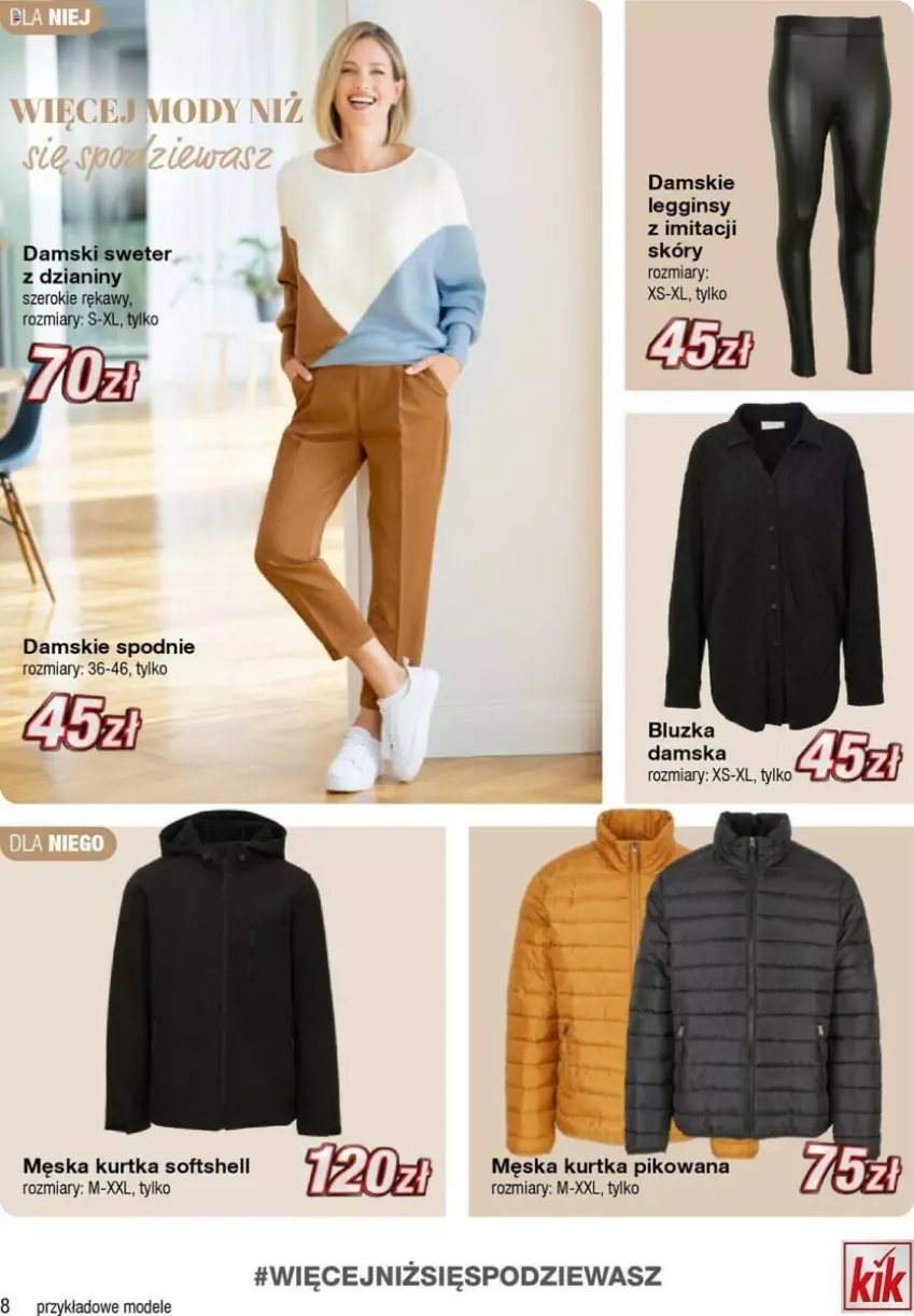 Gazetka promocyjna Kik - ważna 09.09 do 15.09.2024 - strona 12 - produkty: Gin, Kurtka, Kurtka softshell, Legginsy, Spodnie, Sweter