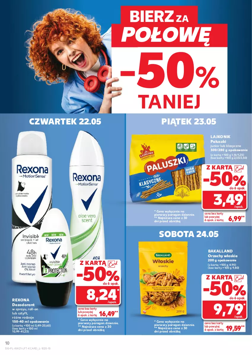 Gazetka promocyjna Kaufland - Gazetka tygodnia - ważna 22.05 do 28.05.2025 - strona 10 - produkty: Bakalland, Dezodorant, Lajkonik, Orzechy włoskie, Rexona