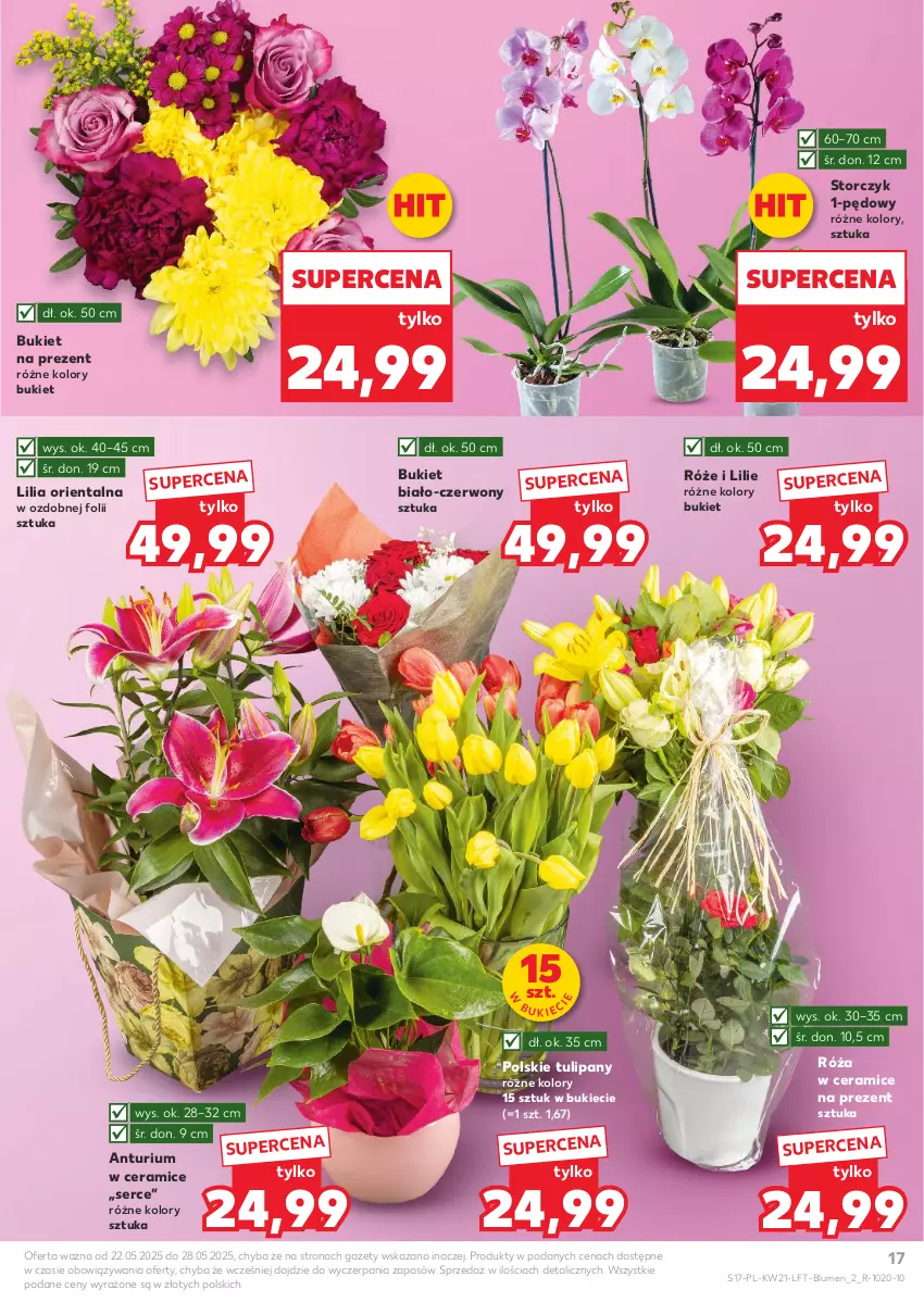 Gazetka promocyjna Kaufland - Gazetka tygodnia - ważna 22.05 do 28.05.2025 - strona 17 - produkty: Bukiet, Róża, Ser, Storczyk, Tulipan