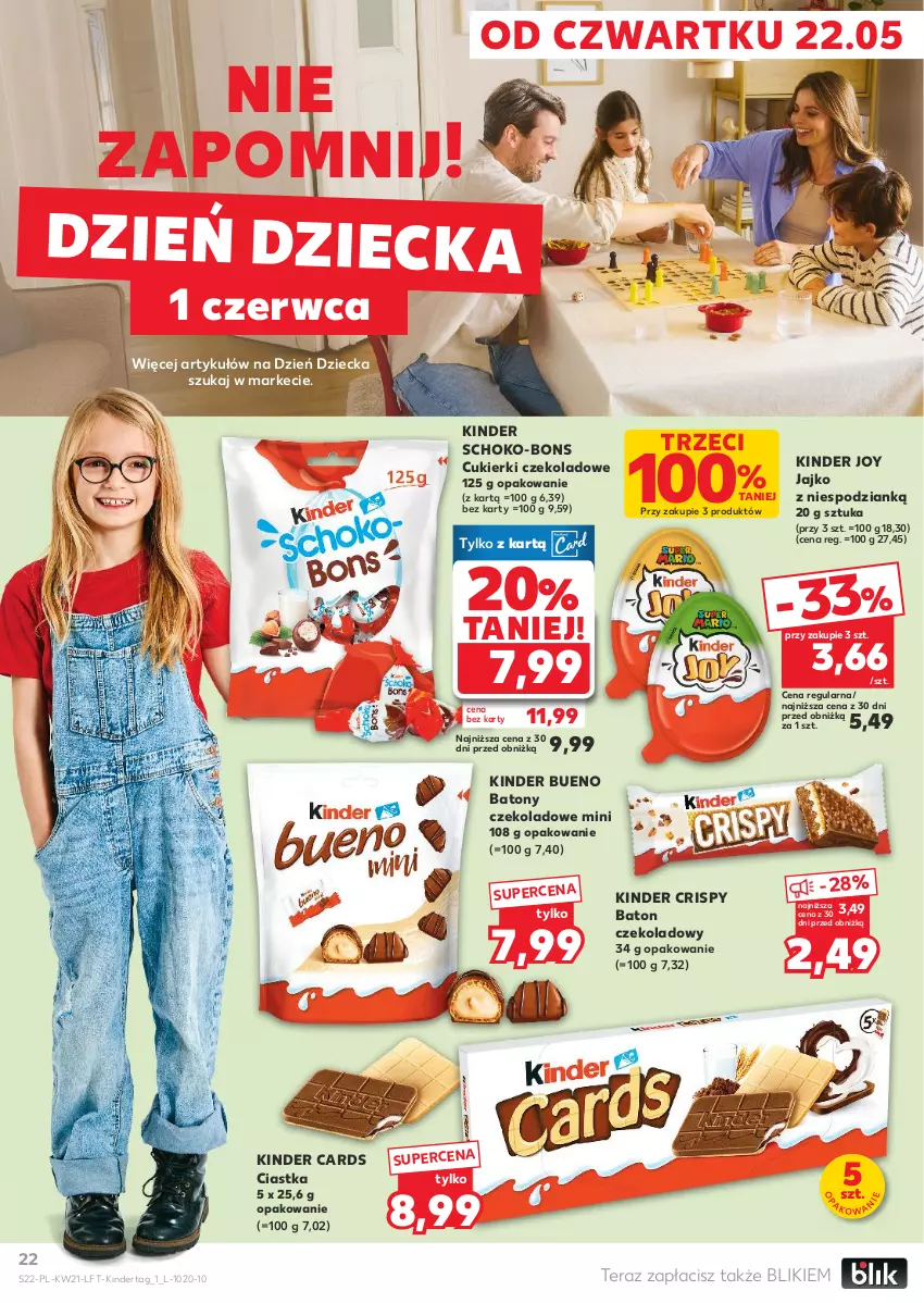Gazetka promocyjna Kaufland - Gazetka tygodnia - ważna 22.05 do 28.05.2025 - strona 22 - produkty: Baton, Ciastka, Cukier, Cukierki, Cukierki czekoladowe, Kinder, Kinder Bueno, Tera