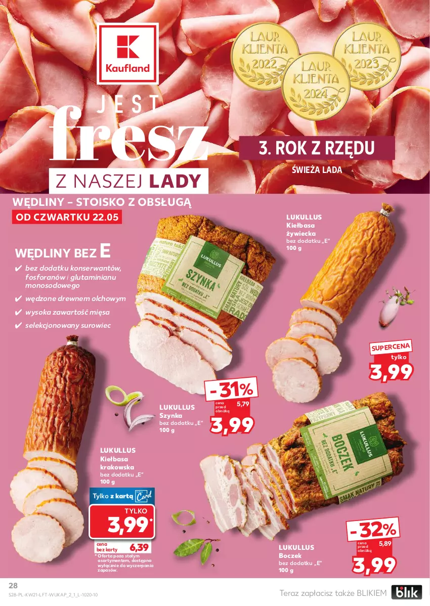 Gazetka promocyjna Kaufland - Gazetka tygodnia - ważna 22.05 do 28.05.2025 - strona 28 - produkty: Boczek, Kiełbasa, Kiełbasa krakowska, Ser, Sok, Szynka, Tera