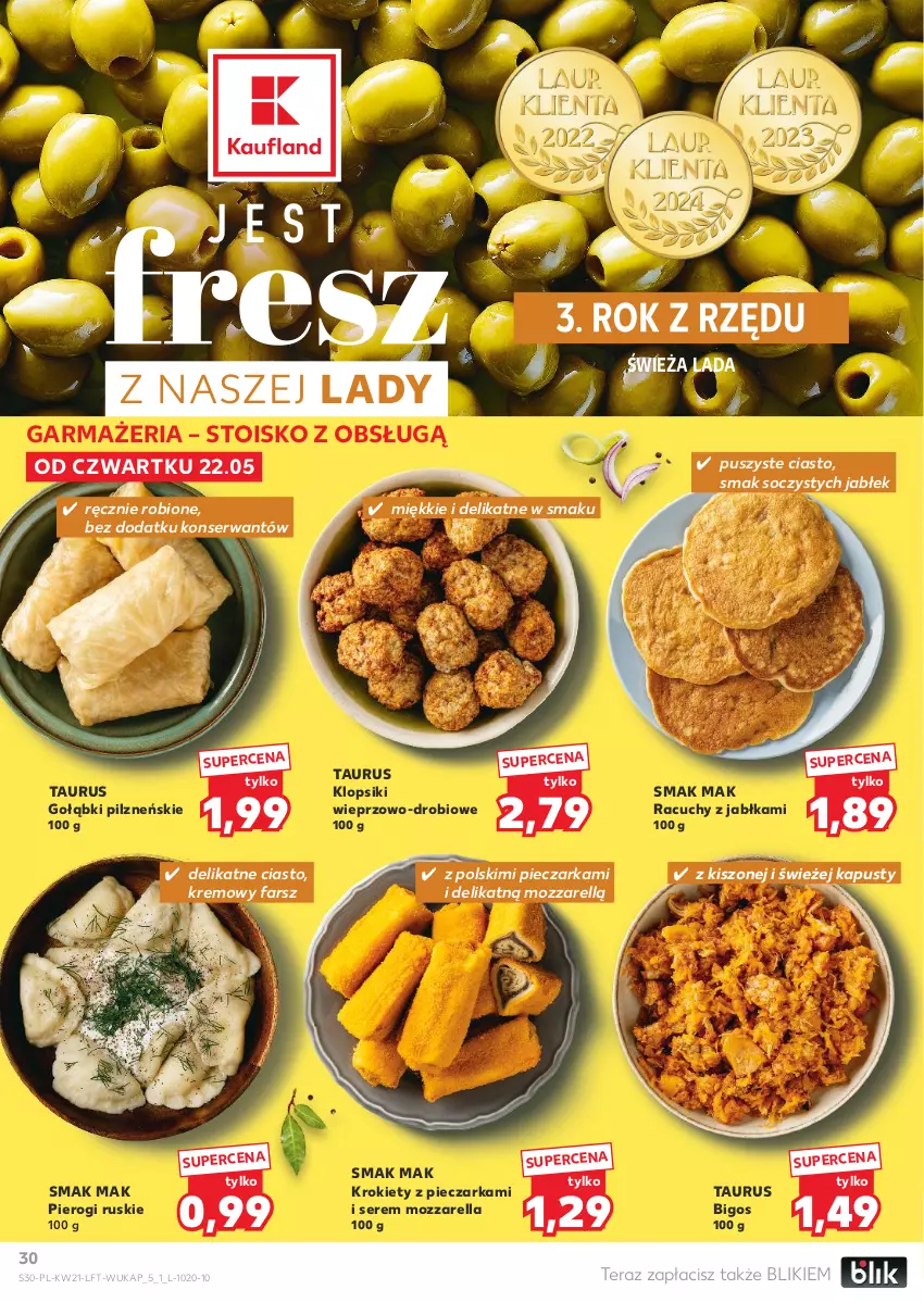 Gazetka promocyjna Kaufland - Gazetka tygodnia - ważna 22.05 do 28.05.2025 - strona 30 - produkty: Bigos, Fa, Jabłka, Klopsiki, Krokiety, Mozzarella, Piec, Pieczarka, Pierogi, Ser, Tera
