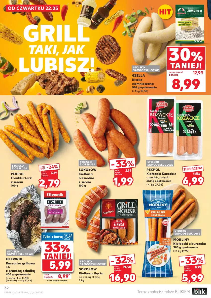Gazetka promocyjna Kaufland - Gazetka tygodnia - ważna 22.05 do 28.05.2025 - strona 32 - produkty: Frankfurterki, Grill, Kasza, Kaszanka, Kiełbasa, Kiełbasa biesiadna, Kiełbasa śląska, Kurczak, Morliny, Olewnik, Pekpol, Ser, Sok, Sokołów, Tera