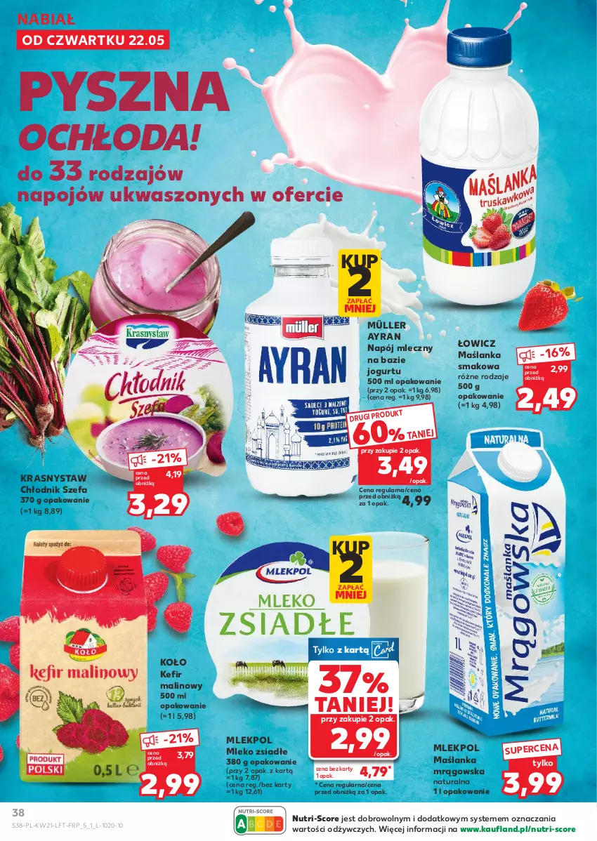 Gazetka promocyjna Kaufland - Gazetka tygodnia - ważna 22.05 do 28.05.2025 - strona 38 - produkty: Fa, Jogurt, Kefir, Maślanka, Mleko, Mleko zsiadłe, Müller, Napój, Napój mleczny