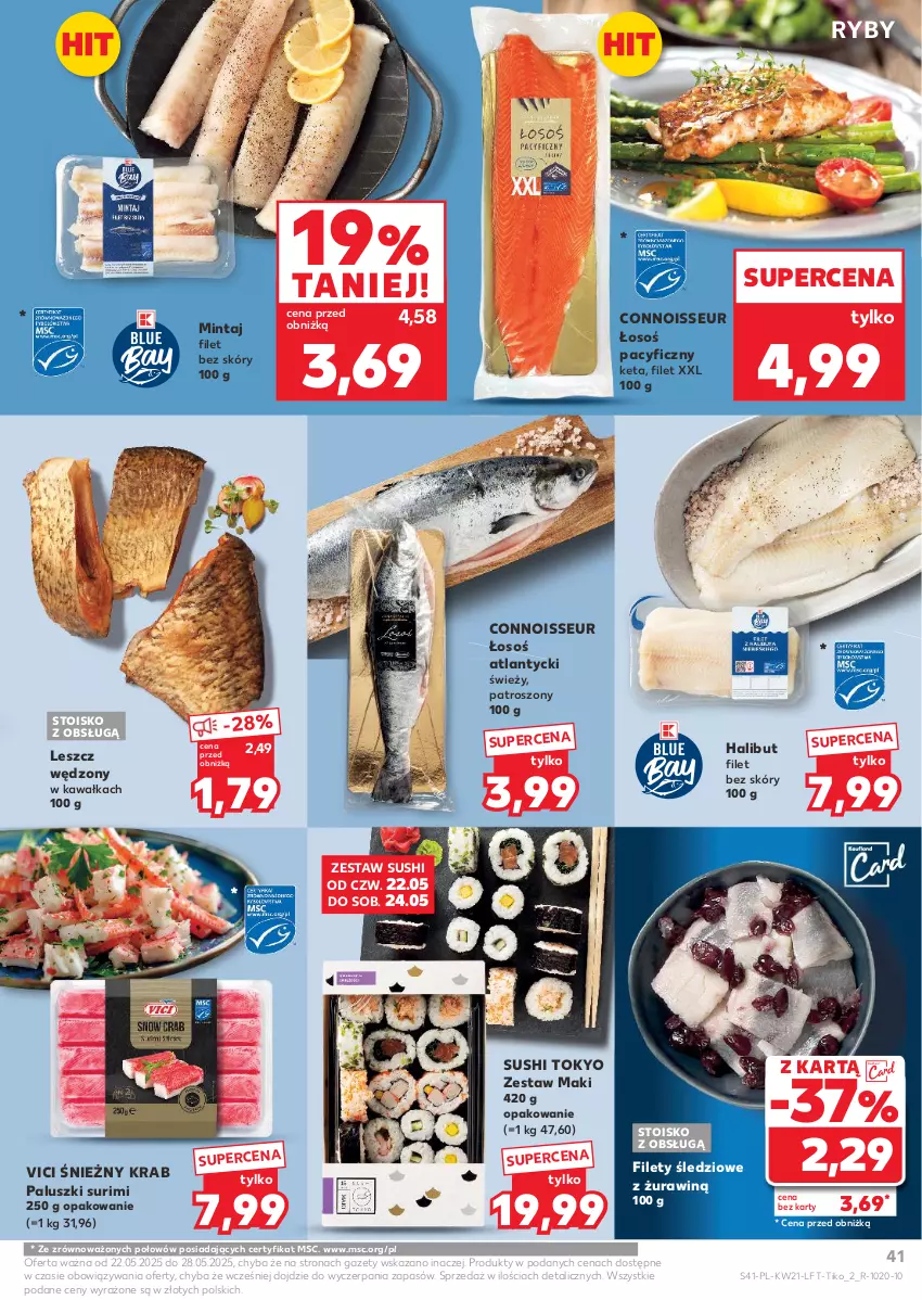 Gazetka promocyjna Kaufland - Gazetka tygodnia - ważna 22.05 do 28.05.2025 - strona 41 - produkty: Halibut, Kawa, Mintaj, Surimi, Sushi