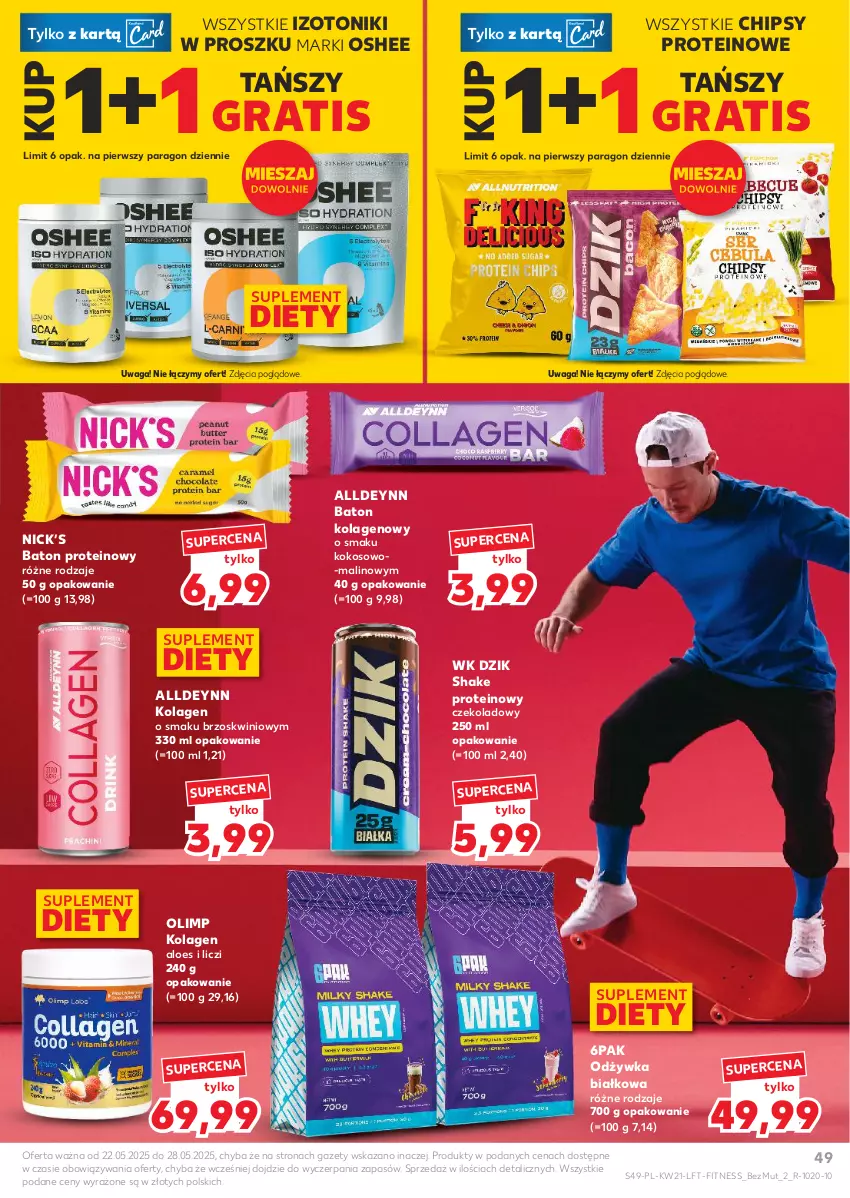 Gazetka promocyjna Kaufland - Gazetka tygodnia - ważna 22.05 do 28.05.2025 - strona 49 - produkty: Baton, Chipsy, Gra, Kokos, Kolagen, Liczi, Odżywka, Oshee, Suplement diety, Tonik, Waga