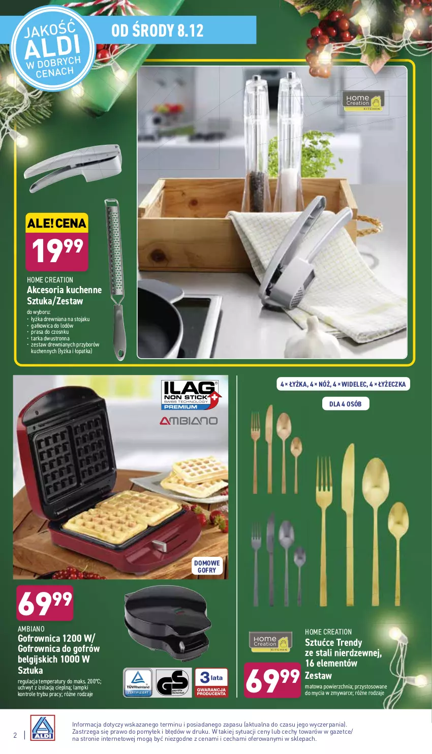 Gazetka promocyjna Aldi - Katalog Moda i Dom - ważna 08.12 do 12.12.2021 - strona 2 - produkty: Gofrownica, Gofry, LG, Stojak, Tarka, Widelec