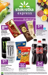 Gazetka promocyjna Stokrotka - Express - Gazetka - ważna od 01.07 do 01.07.2026 - strona 1 - produkty: Ser, Gra, Napój energetyczny, Chrupki, Lody, Czekolada, Algida, Owoce, Monster Munch, Napój, Mięso, LG