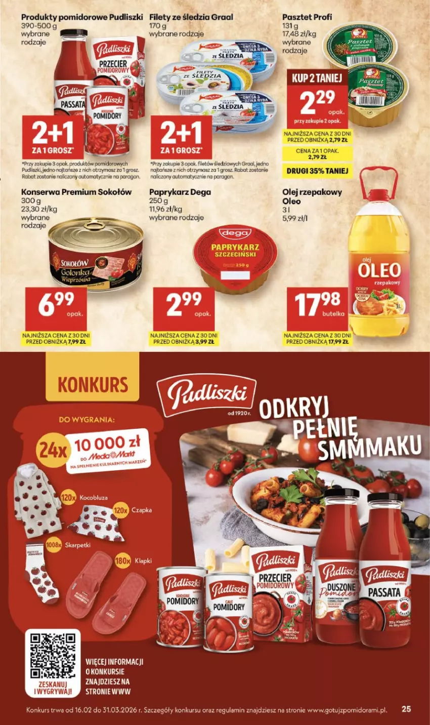 Gazetka promocyjna Delikatesy Centrum - Franczyza DC07 Czwartek - ważna 12.02 do 18.02.2026 - strona 25 - produkty: Dega, Gra, Graal, Gry, Klapki, Olej, Olej rzepakowy, Oleo, Papryka, Paprykarz, Pasztet, Pudliszki, Ser, Sok, Sokołów