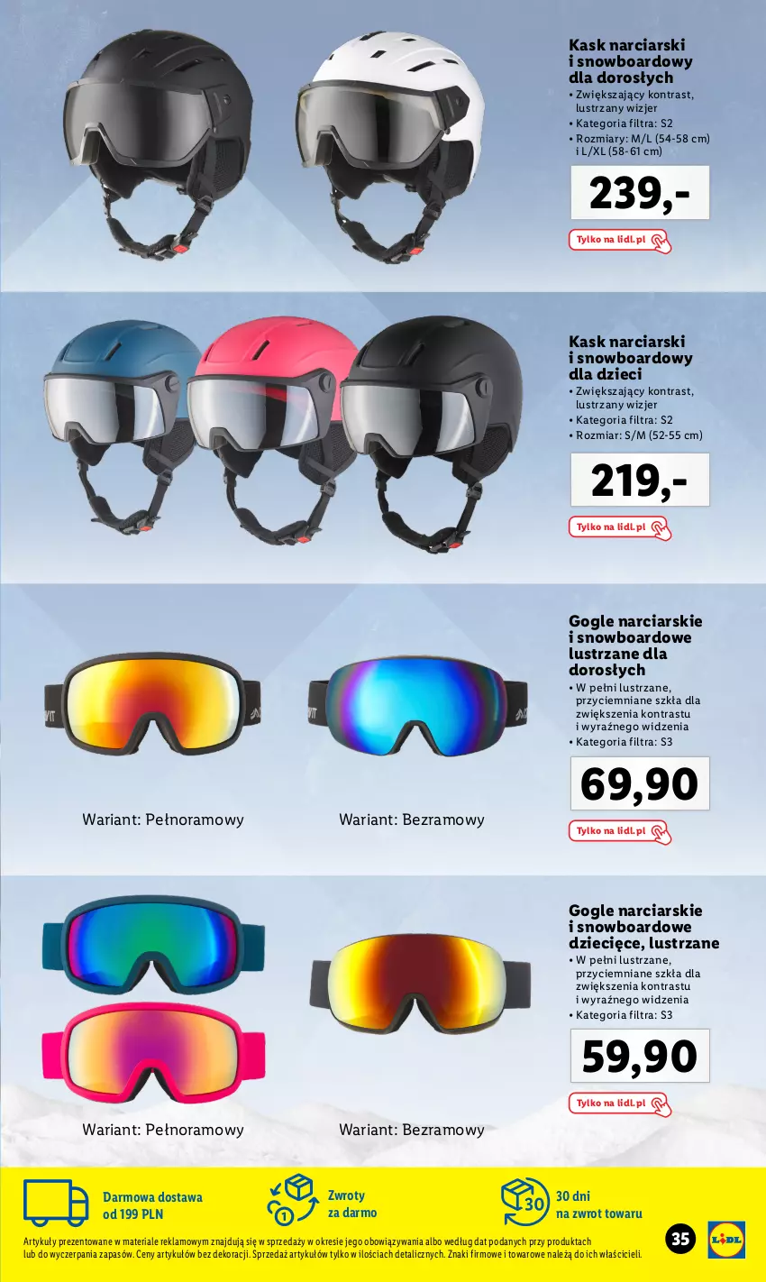 Gazetka promocyjna Lidl - KATALOG MODA SKI - ważna 01.11 do 31.12.2023 - strona 35 - produkty: Dzieci, Kask, Kask narciarski, Piec, Snowboard