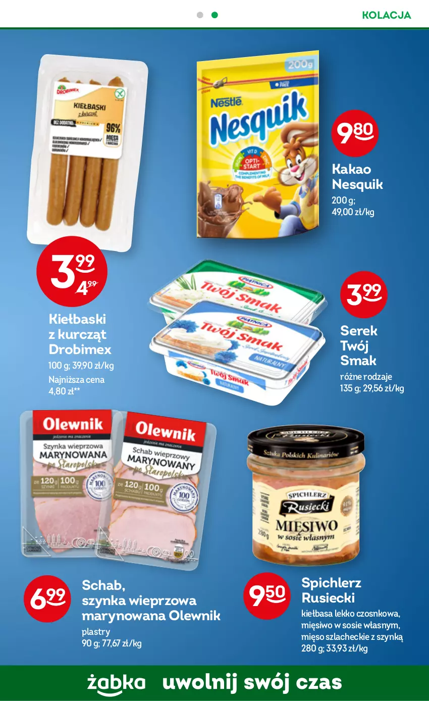 Gazetka promocyjna Żabka - ważna 04.01 do 10.01.2023 - strona 37 - produkty: Drobimex, Kakao, Kiełbasa, Mięso, Nesquik, Olewnik, Ser, Serek, Sos, Szynka, Szynka wieprzowa, Twój Smak