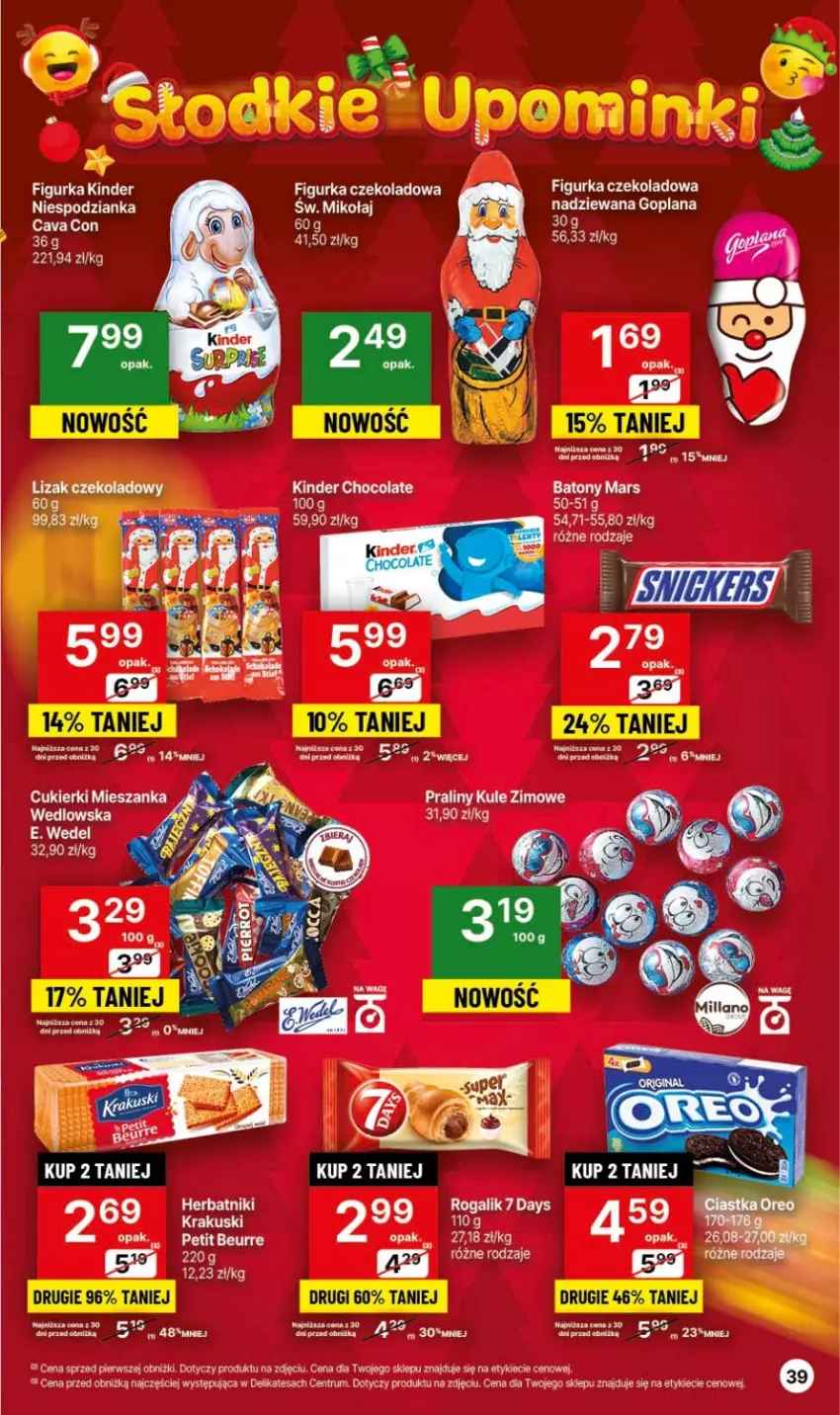 Gazetka promocyjna Delikatesy Centrum - Dyskontowe ceny w Delikatesach Centrum - ważna 30.11 do 06.12.2023 - strona 39 - produkty: Baton, Cukier, Cukierki, Fa, Kinder, Mars, Praliny, Rum