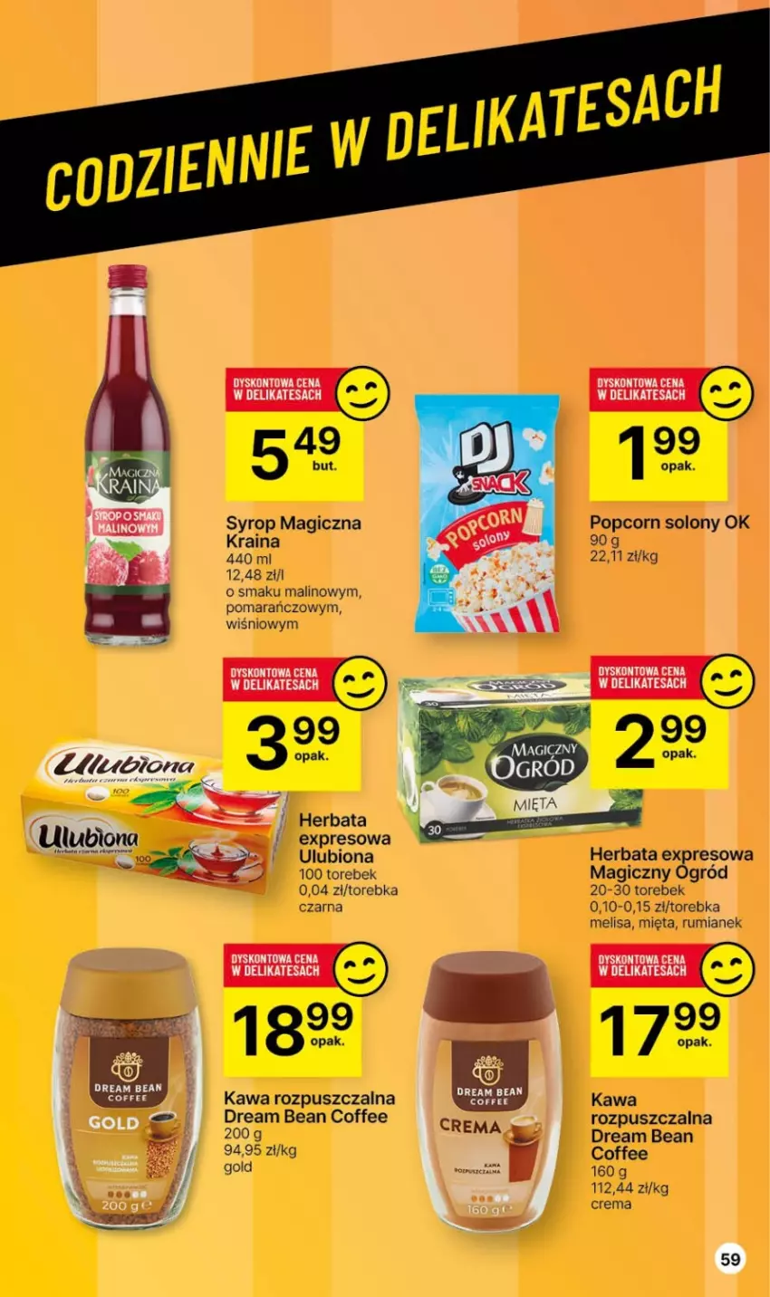 Gazetka promocyjna Delikatesy Centrum - Dyskontowe ceny w Delikatesach Centrum - ważna 30.11 do 06.12.2023 - strona 59 - produkty: Herbata, Kawa, Kawa rozpuszczalna, Mięta, Ogród, Popcorn, Rum, Syrop, Torebka, Wella