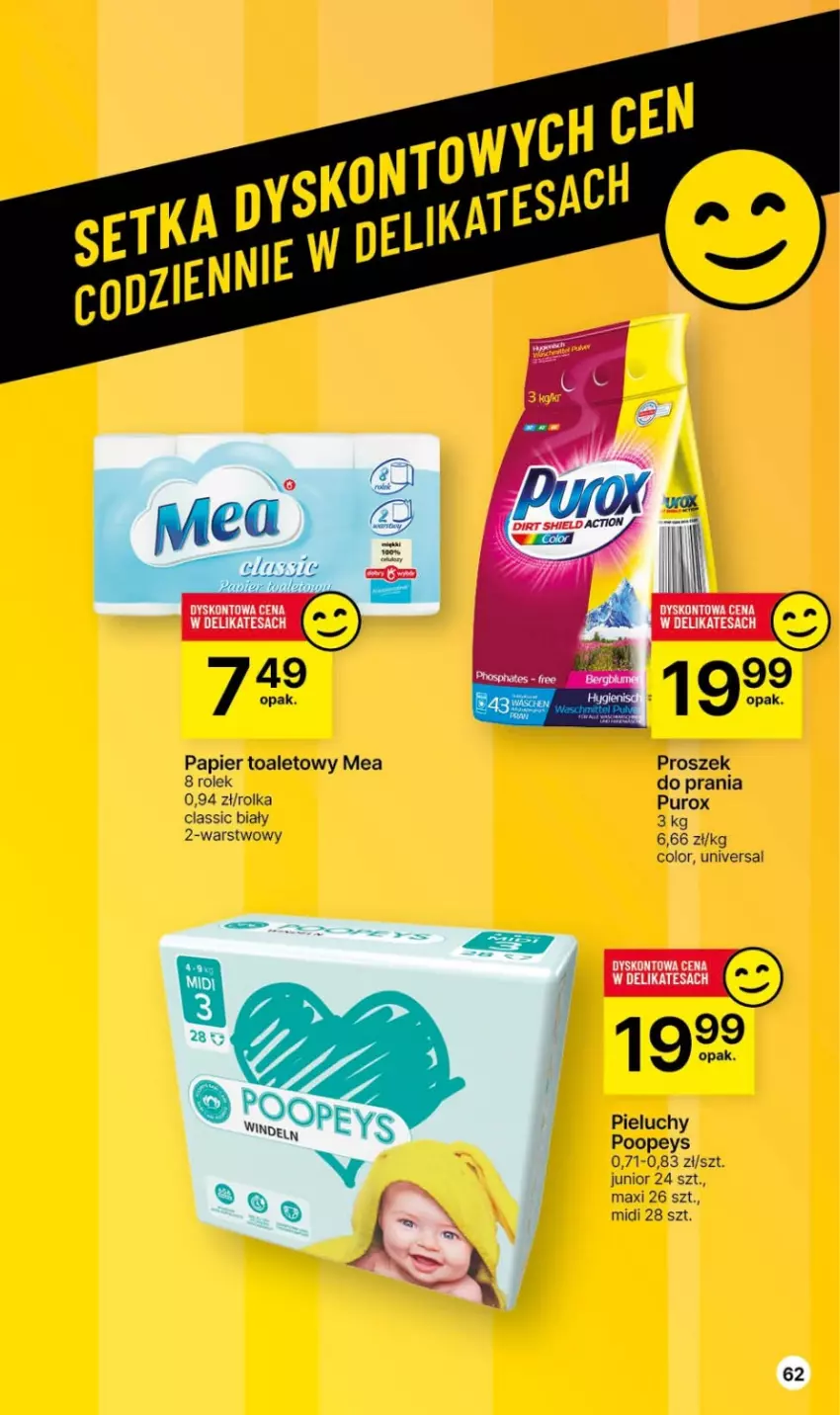 Gazetka promocyjna Delikatesy Centrum - Dyskontowe ceny w Delikatesach Centrum - ważna 30.11 do 06.12.2023 - strona 62 - produkty: Papier, Papier toaletowy, Pieluchy, Pur