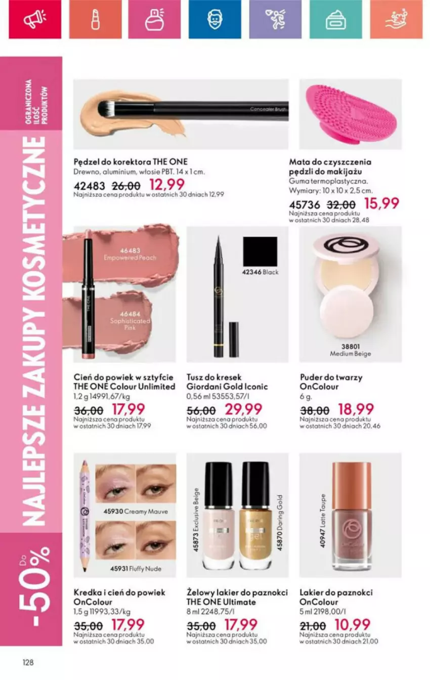 Gazetka promocyjna Oriflame - ważna 10.11 do 30.11.2024 - strona 33 - produkty: Cień, Giordani Gold, Kredka, Lakier, Lakier do paznokci, Makijaż, Mop, OnColour, Puder, Puder do twarzy, The ONE, Tusz