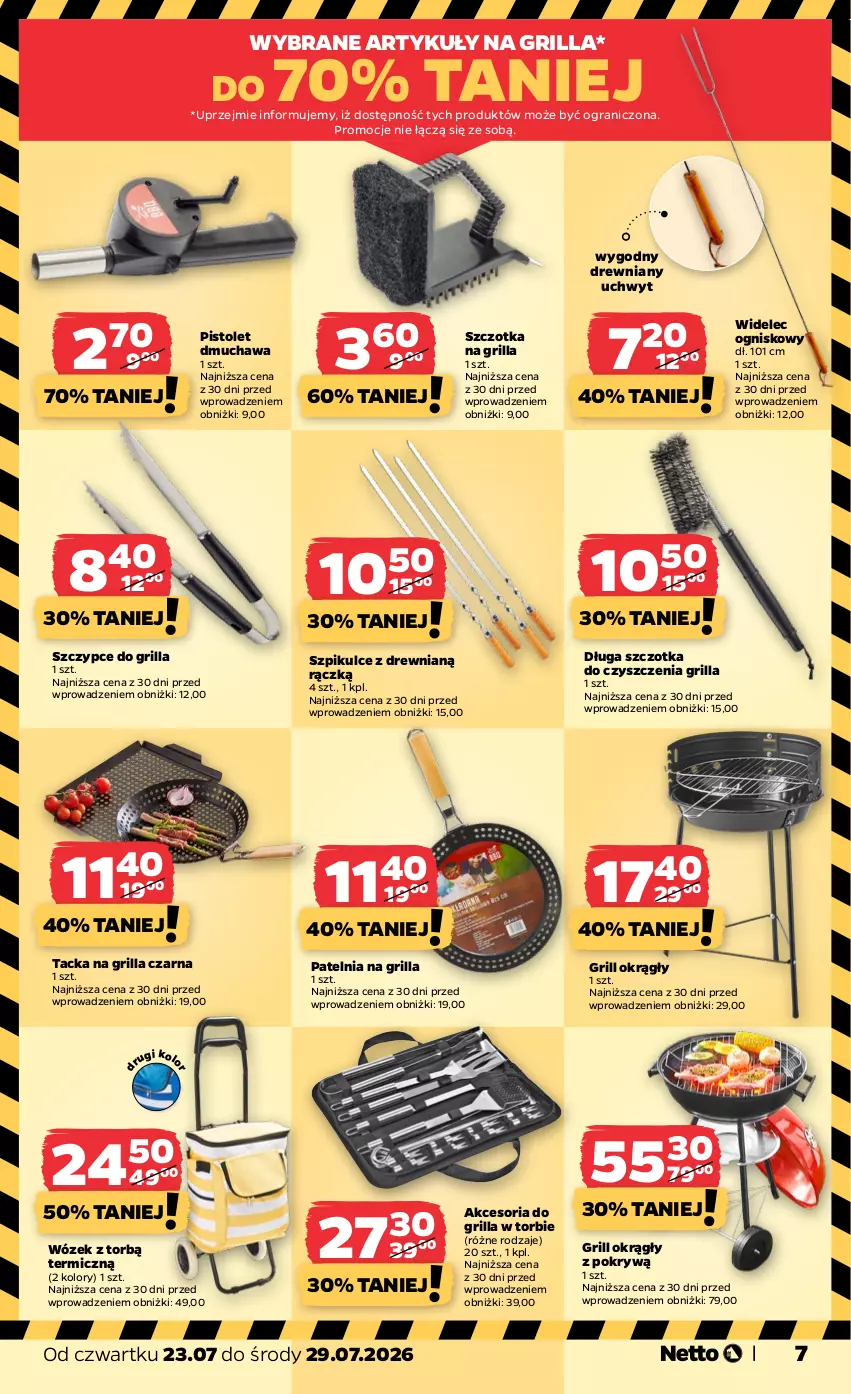 Gazetka promocyjna Netto - Od Czwartku - ważna 23.07 do 29.07.2026 - strona 7 - produkty: Gra, Grill, Patelnia, Pistolet, Szczotka, Szczypce, Widelec, Wózek