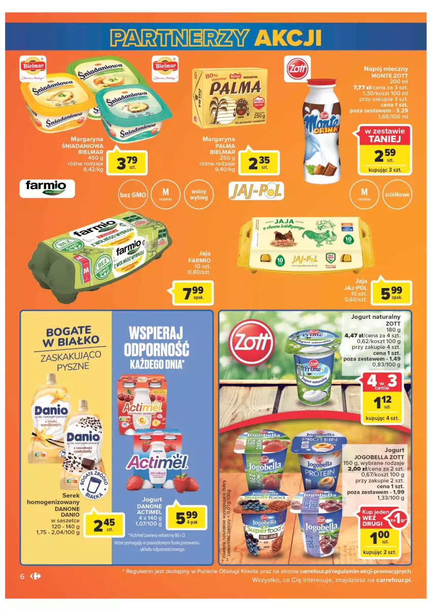 Gazetka promocyjna Carrefour - Gazetka Carrefour - ważna 08.02 do 28.02.2022 - strona 6 - produkty: Actimel, Bell, Bella, Danio, Danone, Jogobella, Jogurt, Jogurt naturalny, Kawa, Kosz, Piec, Por, Ser, Serek, Zott