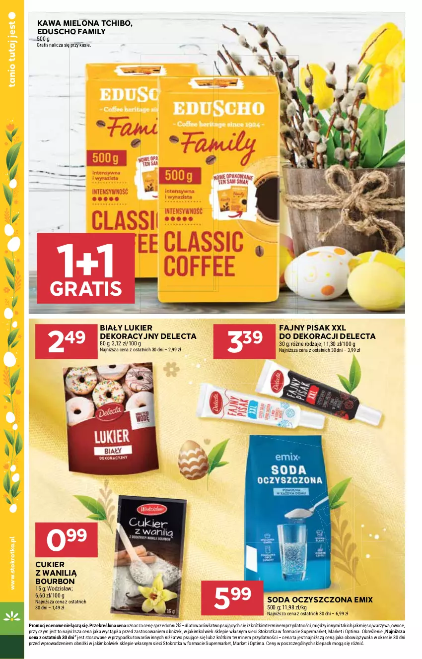 Gazetka promocyjna Stokrotka - Market - ważna 26.03 do 01.04.2026 - strona 20 - produkty: Bourbon, Cukier, Delecta, Fa, Gra, Kawa, Kawa mielona, Mięso, Optima, Owoce, Soda oczyszczona, Tchibo, Warzywa