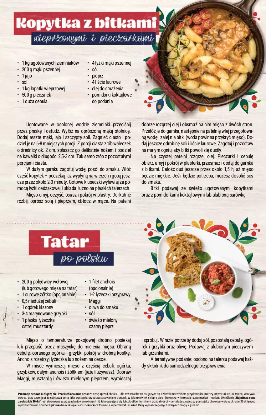 Gazetka promocyjna Stokrotka - Market - ważna 26.03 do 01.04.2026 - strona 32 - produkty: Cebula, Cedzak, Kawa, Kopytka, Laur, Maggi, Mięso, Mus, Noż, Nuty, Ogórek, Olej, Oliwa, Orka, Owoce, Piec, Pieprz, Plasterki, Płaszcz, Pomidorki, Por, Przyprawy, Sól, Sos, Talerz, Warzywa, Woda, Ziemniaki