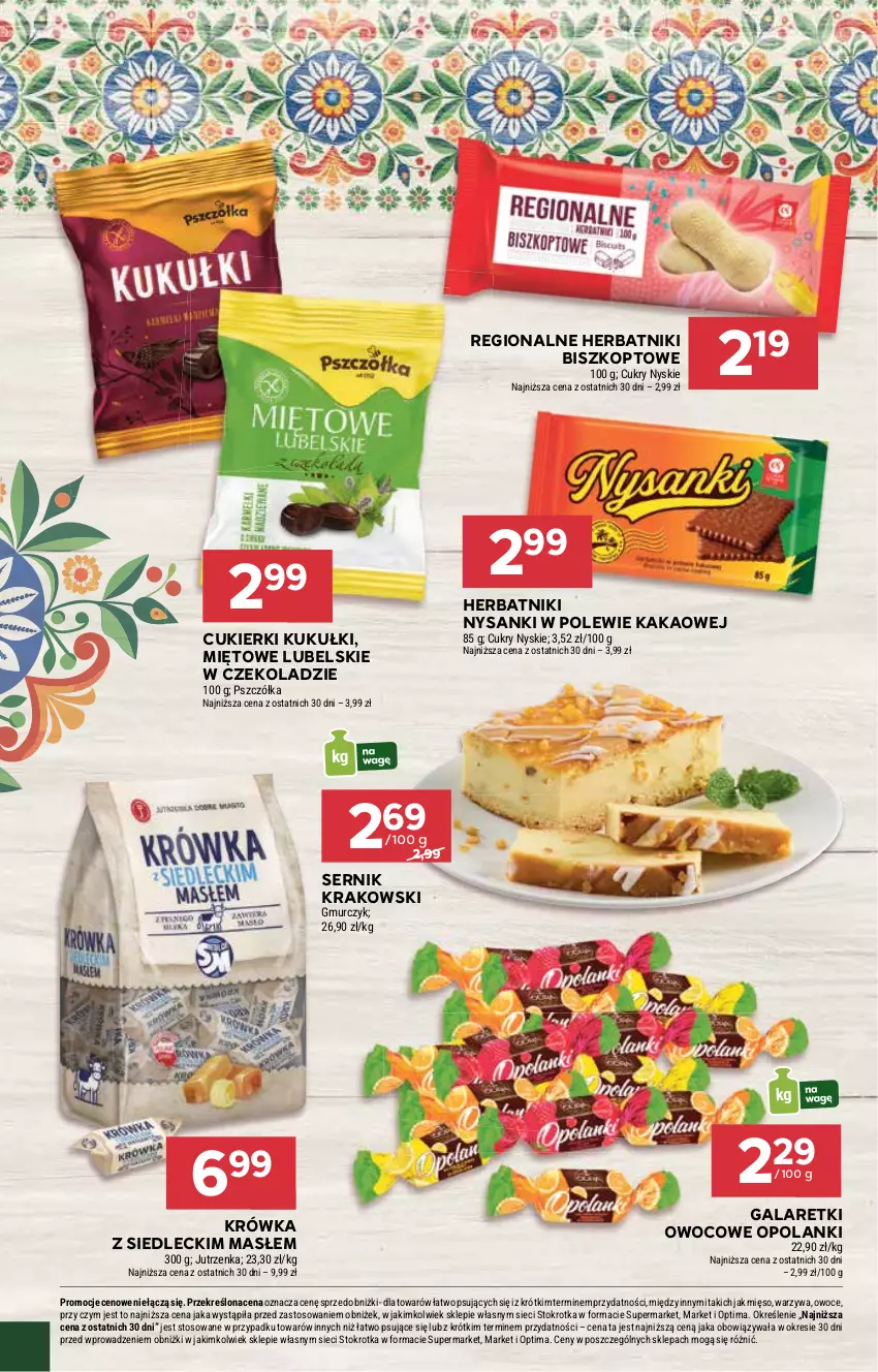Gazetka promocyjna Stokrotka - Market - ważna 26.03 do 01.04.2026 - strona 34 - produkty: Cukier, Cukierki, Gala, Galaretki, Herbatniki, Jutrzenka, Kakao, Lanki, Mięso, Optima, Owoce, Sanki, Ser, Warzywa