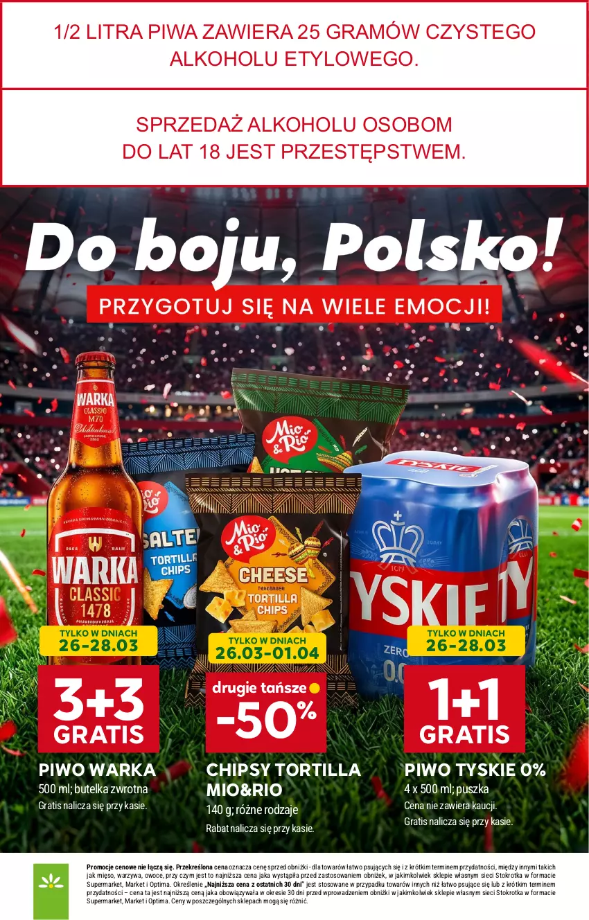 Gazetka promocyjna Stokrotka - Market - ważna 26.03 do 01.04.2026 - strona 37 - produkty: Chipsy, Gra, Mięso, Optima, Owoce, Piwa, Piwo, Tortilla, Tyskie, Warka, Warzywa