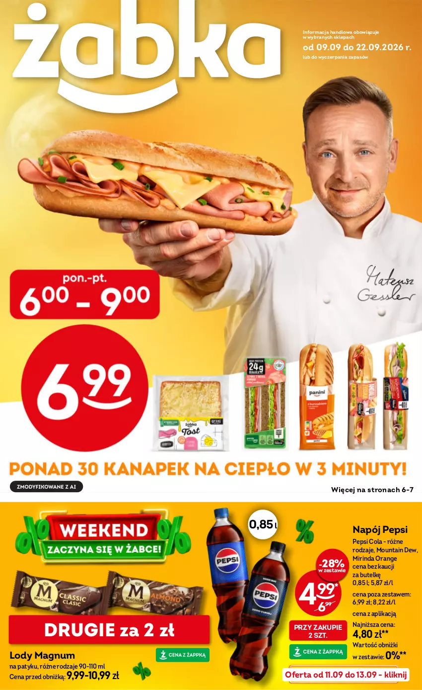 Gazetka promocyjna Żabka - gazetka-promocyjna-37-38-2026 - ważna 09.09 do 22.09.2026 - strona 1 - produkty: Lody, Mirinda, Napój, Pepsi