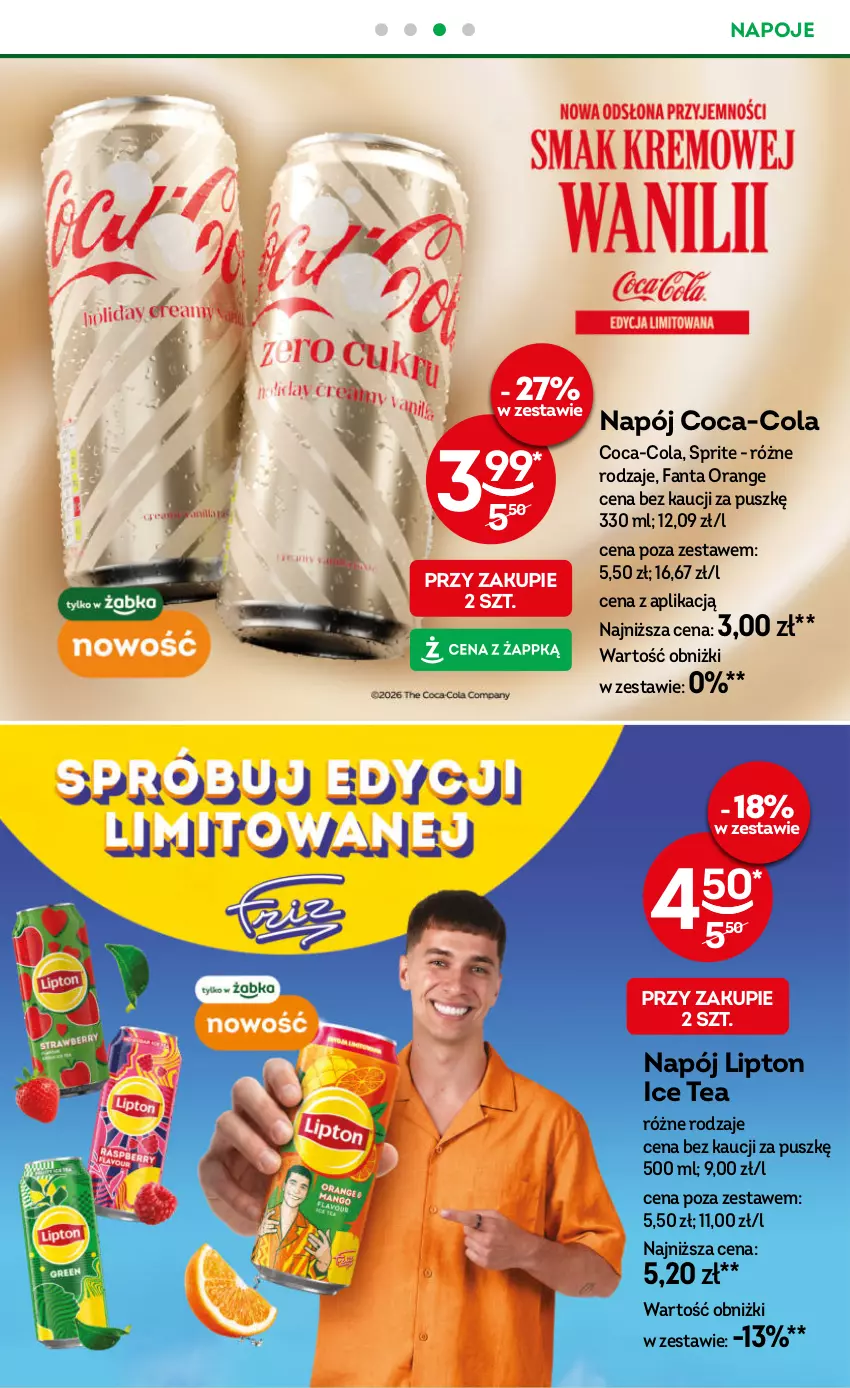 Gazetka promocyjna Żabka - gazetka-promocyjna-37-38-2026 - ważna 09.09 do 22.09.2026 - strona 18 - produkty: Coca-Cola, Fa, Fanta, Ice tea, Lipton, Napój, Napoje, Sprite