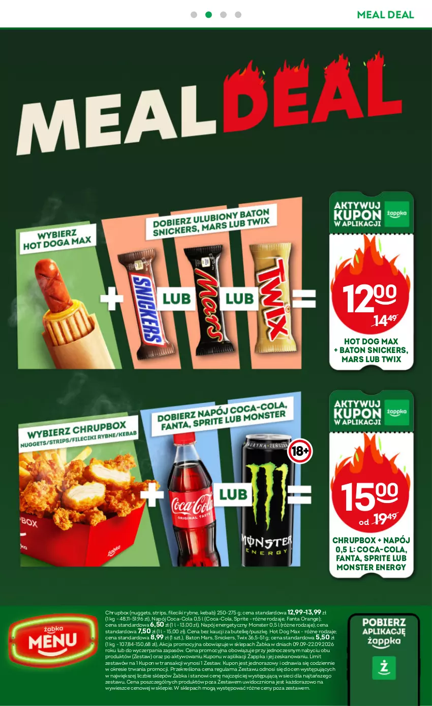 Gazetka promocyjna Żabka - gazetka-promocyjna-37-38-2026 - ważna 09.09 do 22.09.2026 - strona 51 - produkty: Baton, Coca-Cola, Fa, Fanta, Hot dog, Kebab, Mars, Napój, Napój energetyczny, Snickers, Sprite, Tran, Twix