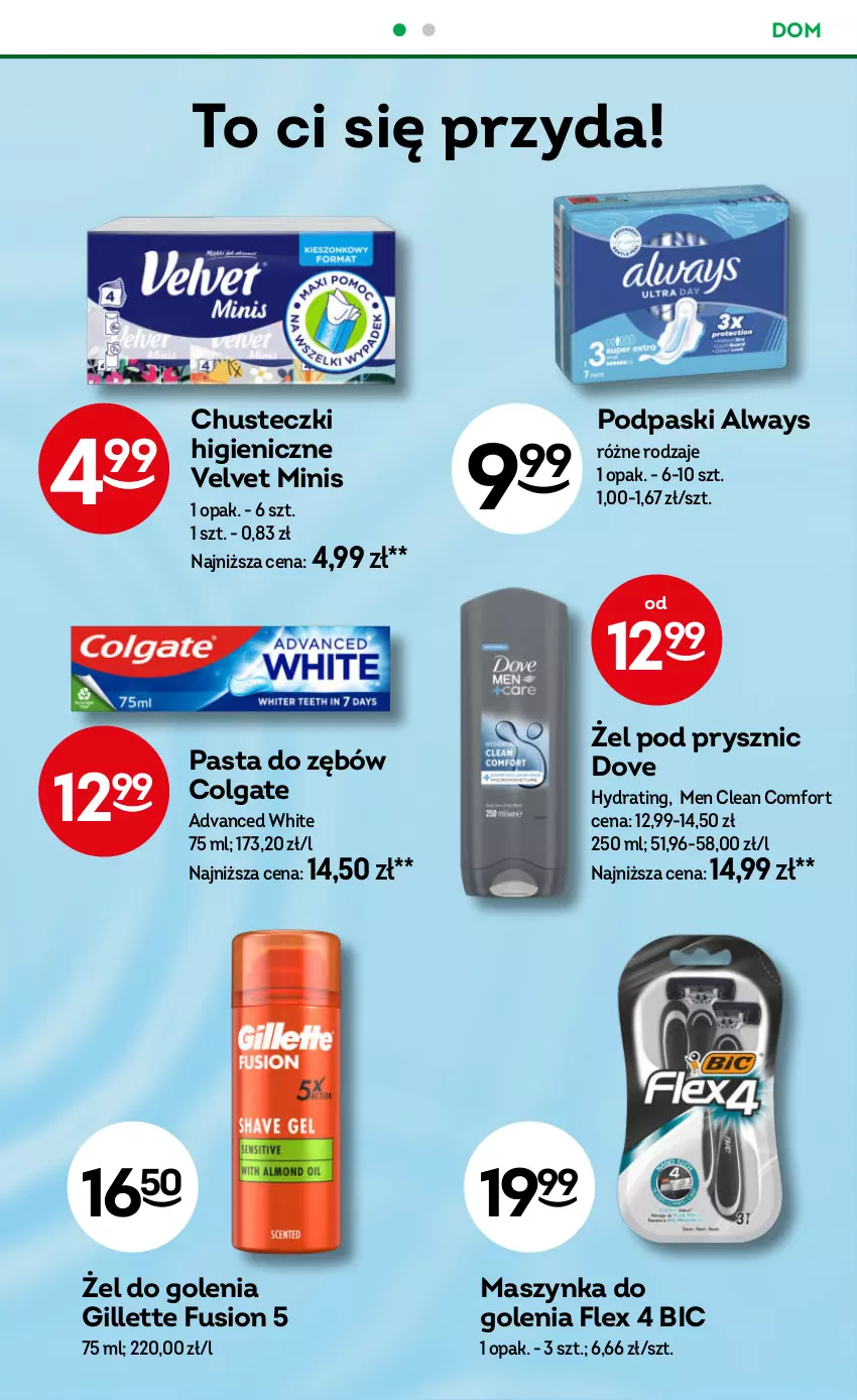 Gazetka promocyjna Żabka - gazetka-promocyjna-37-38-2026 - ważna 09.09 do 22.09.2026 - strona 80 - produkty: Always, BIC, Chusteczki, Colgate, Dove, Fusion, Gillette, LG, Maszynka, Maszynka do golenia, Pasta do zębów, Podpaski, Szynka, Velvet