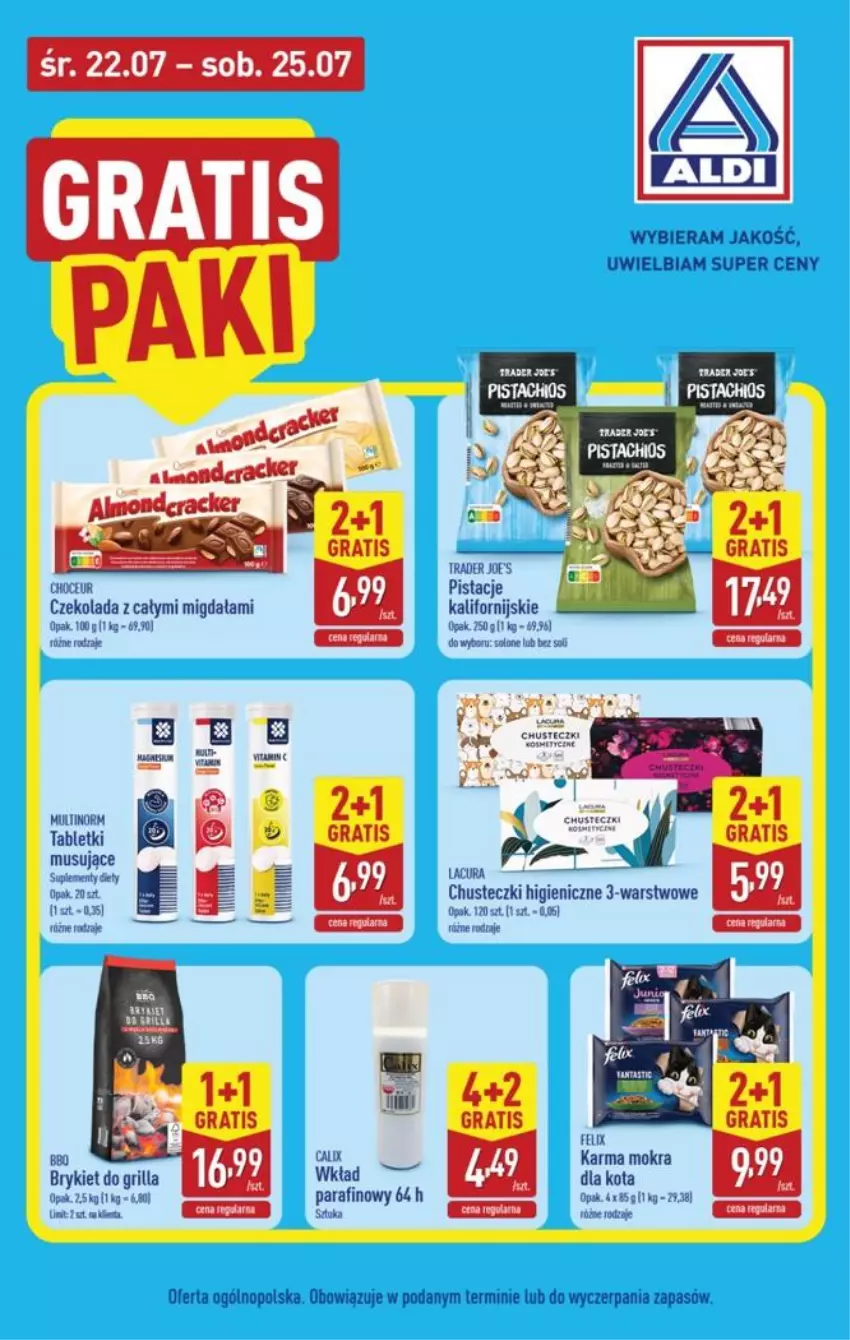 Gazetka promocyjna Aldi - Extra oferty - ważna 22.07 do 25.07.2026 - strona 3 - produkty: Chusteczki, Czekolada, Gra, Grill, Mus, Pistacje, Tablet