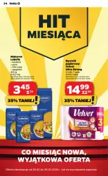 Gazetka promocyjna Netto - Od Czwartku - Gazetka - ważna od 03.04 do 03.04.2024 - strona 24 - produkty: Lubella, Makaron, Papier, Bell, Velvet, Ręcznik, Rolki, Spaghetti, Bella