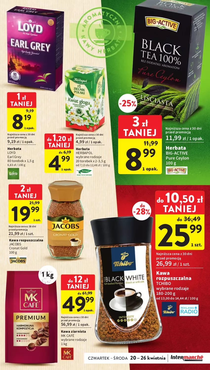 Gazetka promocyjna Intermarche - Gazetka Intermarche - ważna 20.04 do 26.04.2023 - strona 23 - produkty: Earl Grey, Herbapol, Herbata, Jacobs, Kawa, Kawa rozpuszczalna, Kawa ziarnista, Loyd, Pur, Tchibo