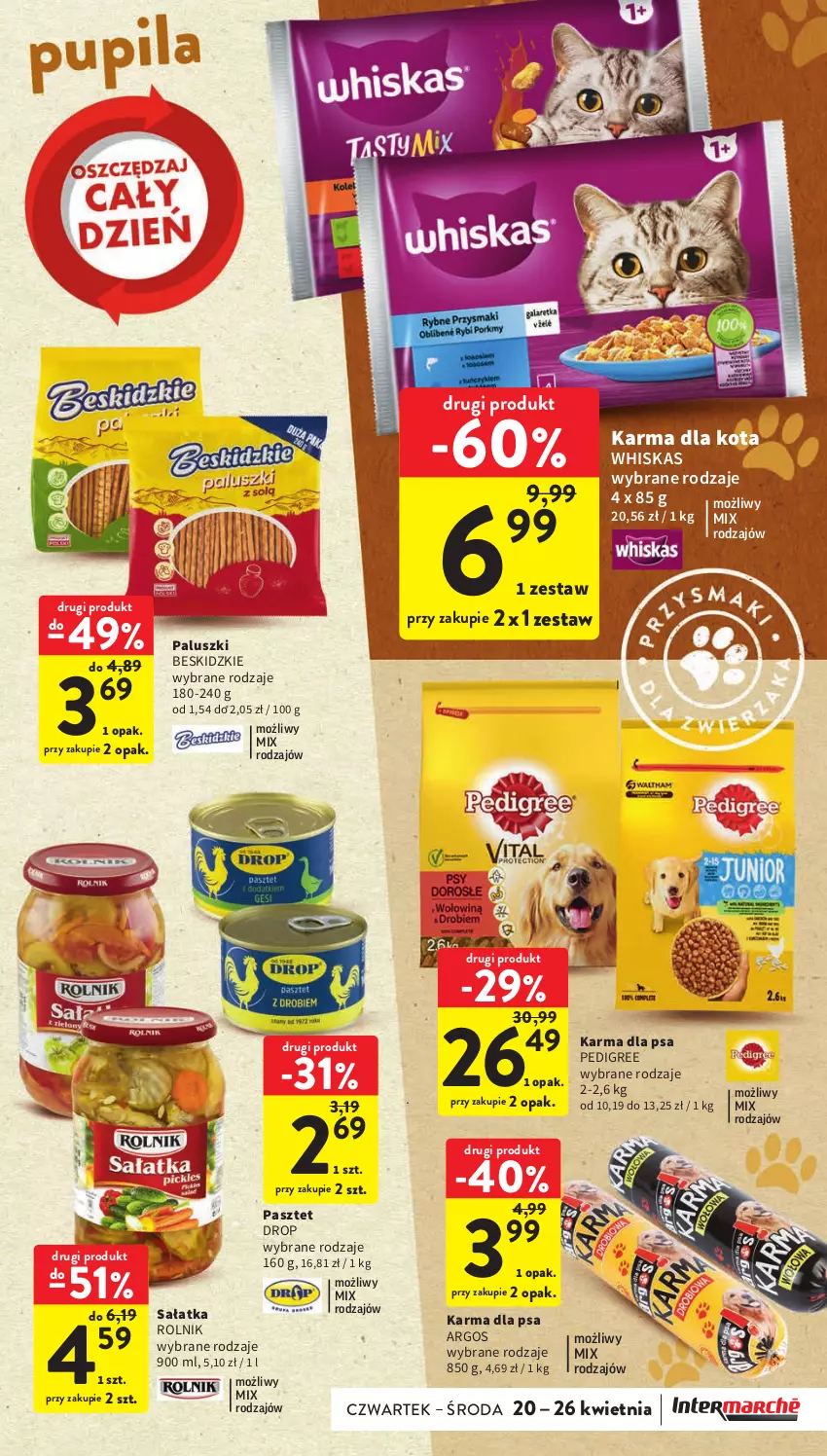 Gazetka promocyjna Intermarche - Gazetka Intermarche - ważna 20.04 do 26.04.2023 - strona 27 - produkty: Beskidzki, Pasztet, Pedigree, Rolnik, Sałat, Sałatka, Whiskas