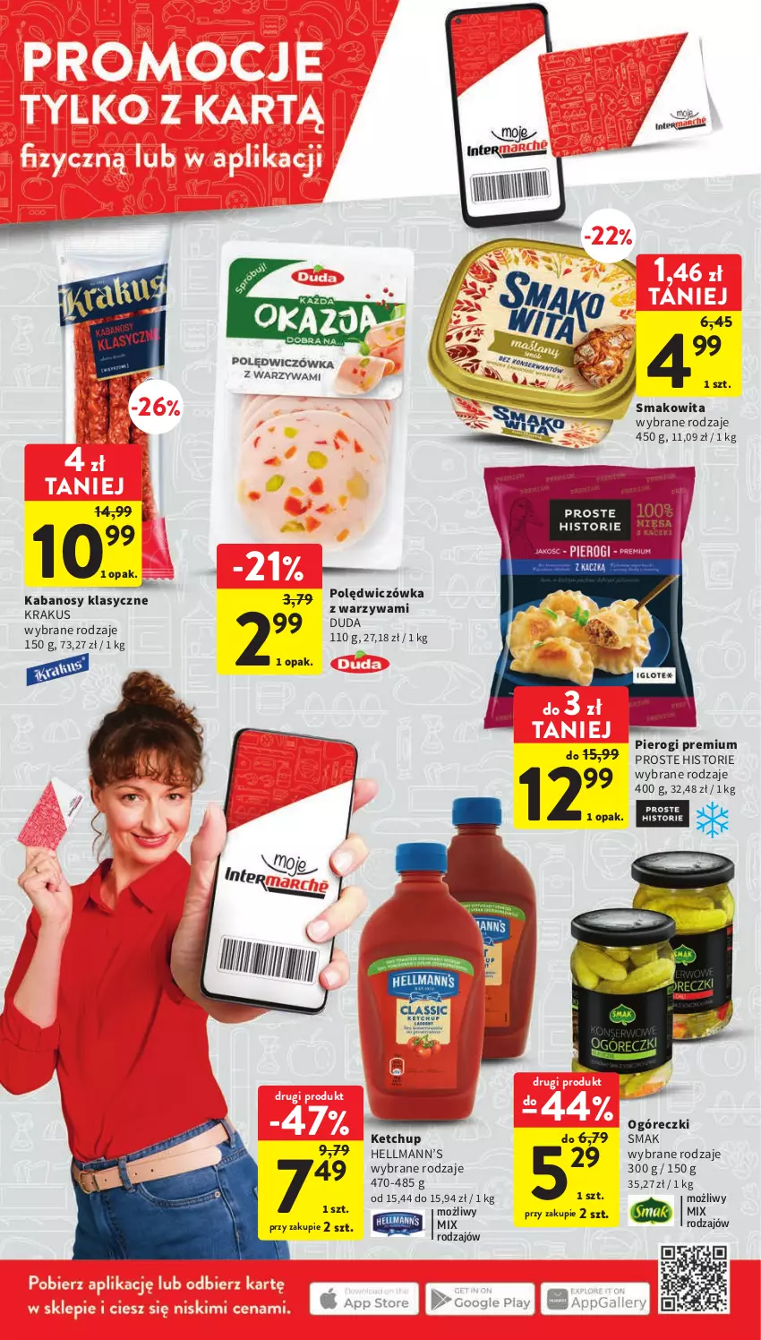 Gazetka promocyjna Intermarche - Gazetka Intermarche - ważna 20.04 do 26.04.2023 - strona 6 - produkty: Duda, Hellmann’s, Kabanos, Ketchup, Krakus, Pierogi, Smakowita, Warzywa