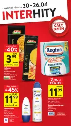 Gazetka promocyjna Intermarche - Gazetka Intermarche - Gazetka - ważna od 26.04 do 26.04.2023 - strona 4 - produkty: Makaron, Gin, Papier, Dezodorant, Dove, Ręcznik