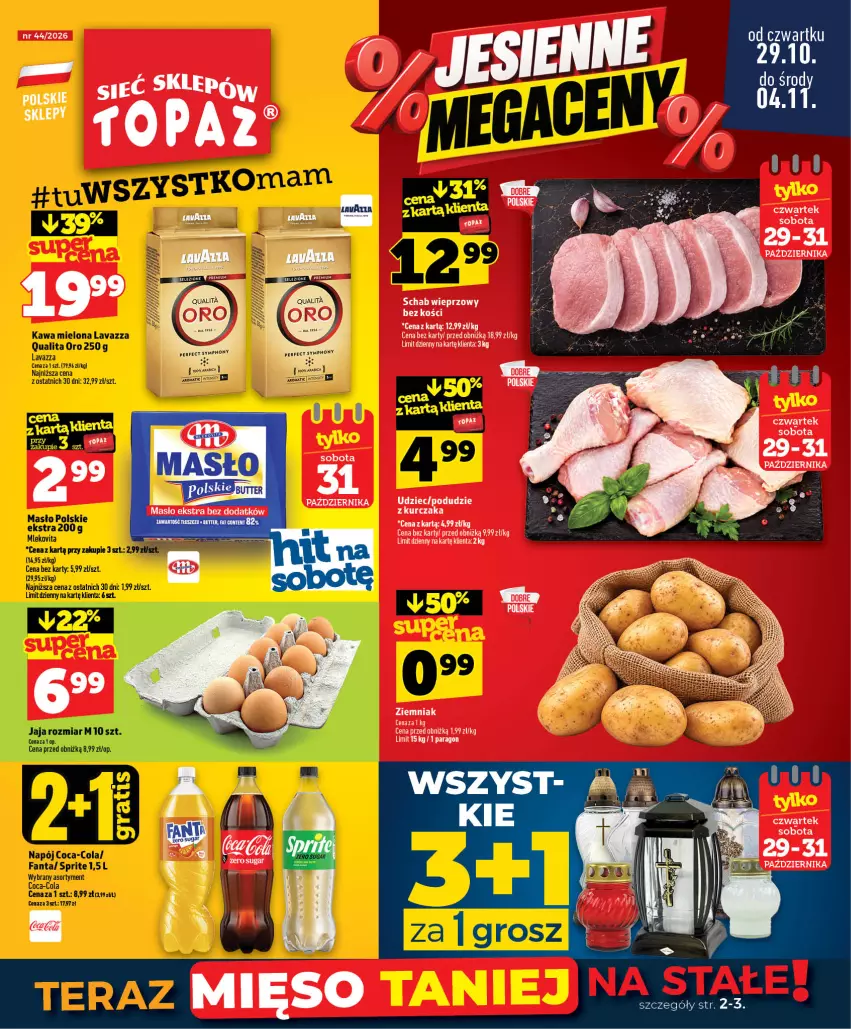 Gazetka promocyjna Topaz - Gazetka - ważna 29.10 do 04.11.2026 - strona 1 - produkty: Kurczak, Podudzie z kurczaka, Schab wieprzowy