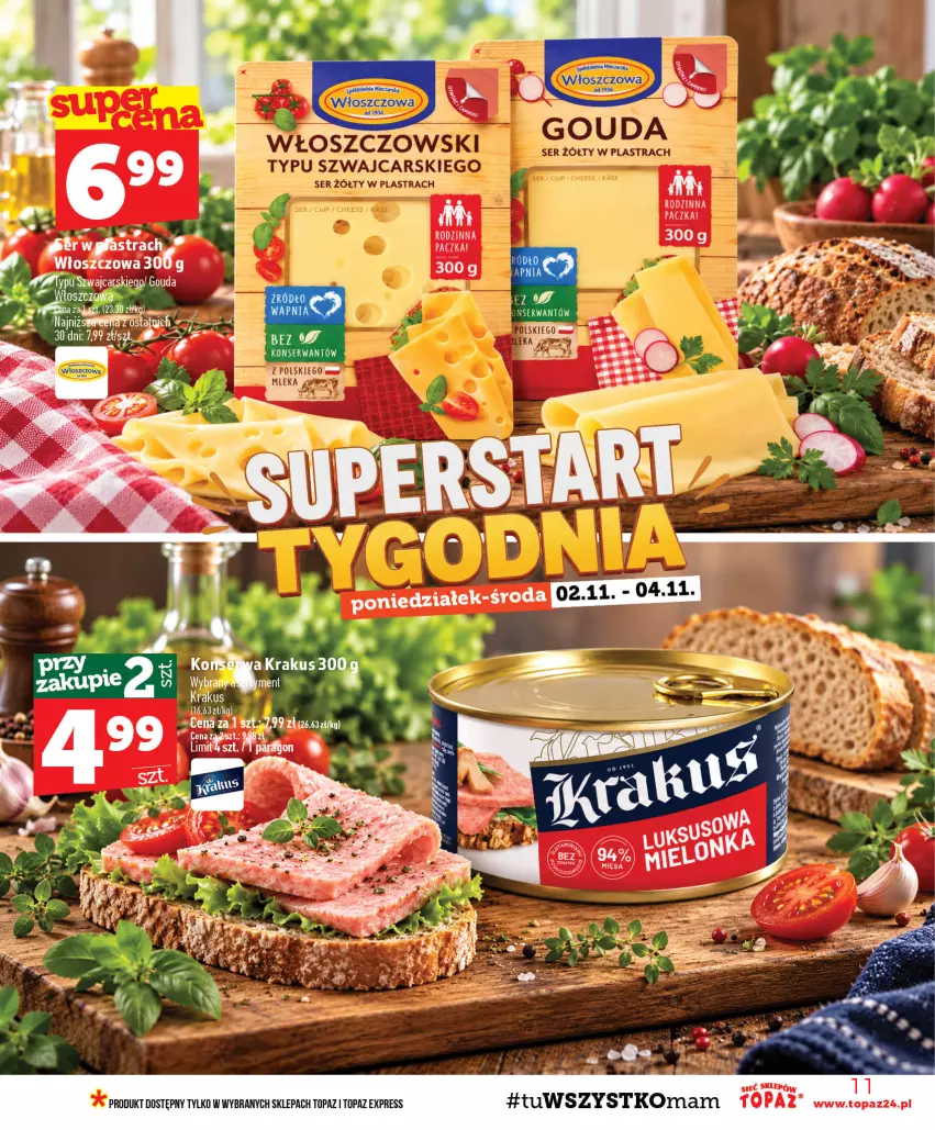 Gazetka promocyjna Topaz - Gazetka - ważna 29.10 do 04.11.2026 - strona 11 - produkty: Cars, Gouda, Krakus, Top