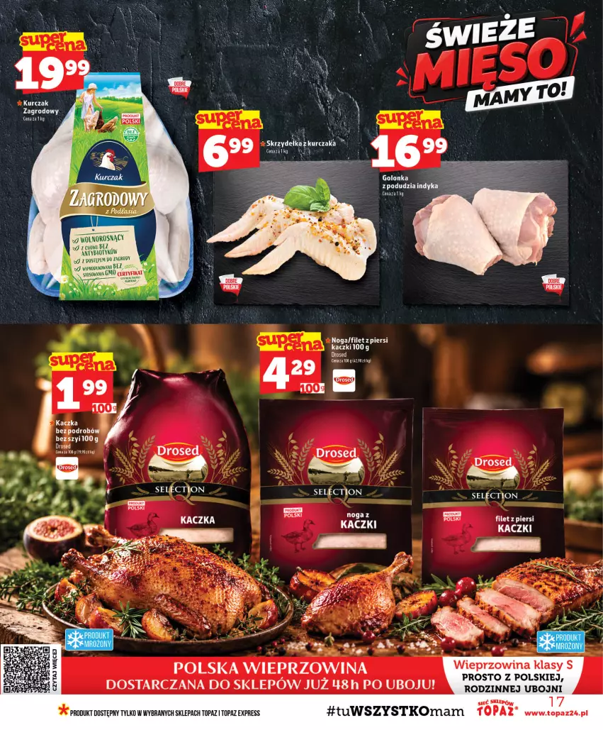 Gazetka promocyjna Topaz - Gazetka - ważna 29.10 do 04.11.2026 - strona 19 - produkty: Filet z piersi kaczki, Kaczka, Kurczak, Skrzydełka z kurczaka, Top, Wieprzowina