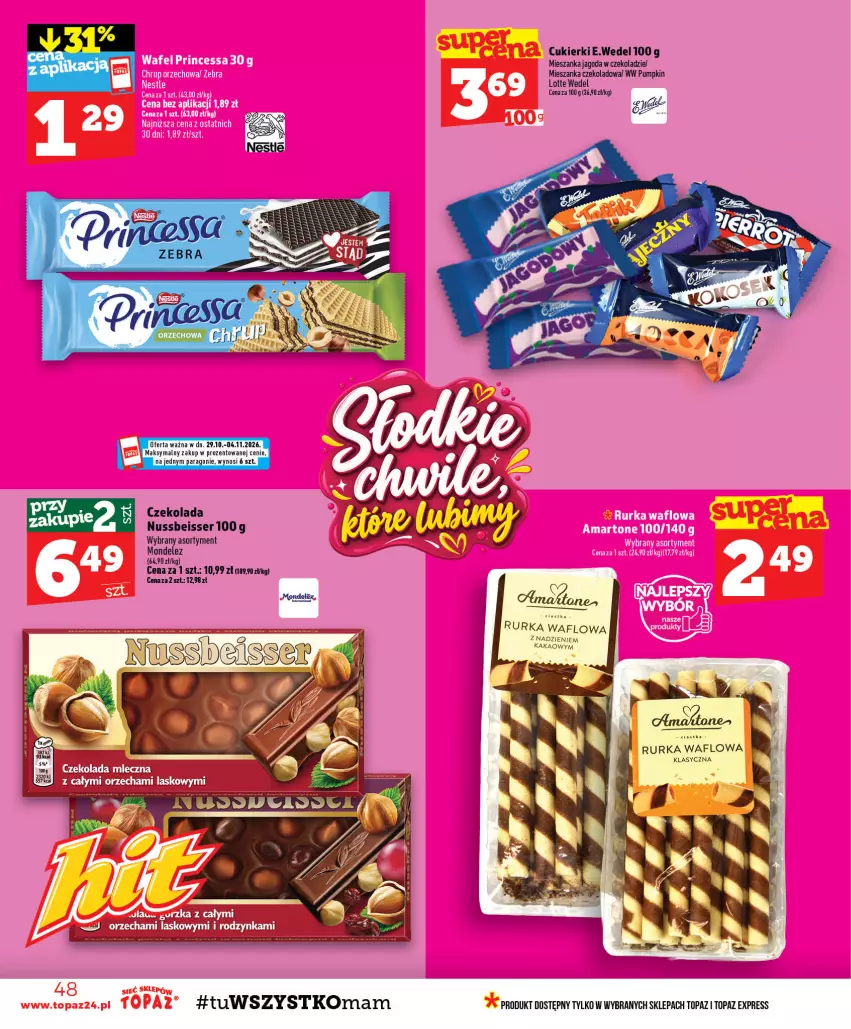 Gazetka promocyjna Topaz - Gazetka - ważna 29.10 do 04.11.2026 - strona 48 - produkty: Ciastka, Cukier, Cukierki, Czekolada, Kakao, Ser, Top