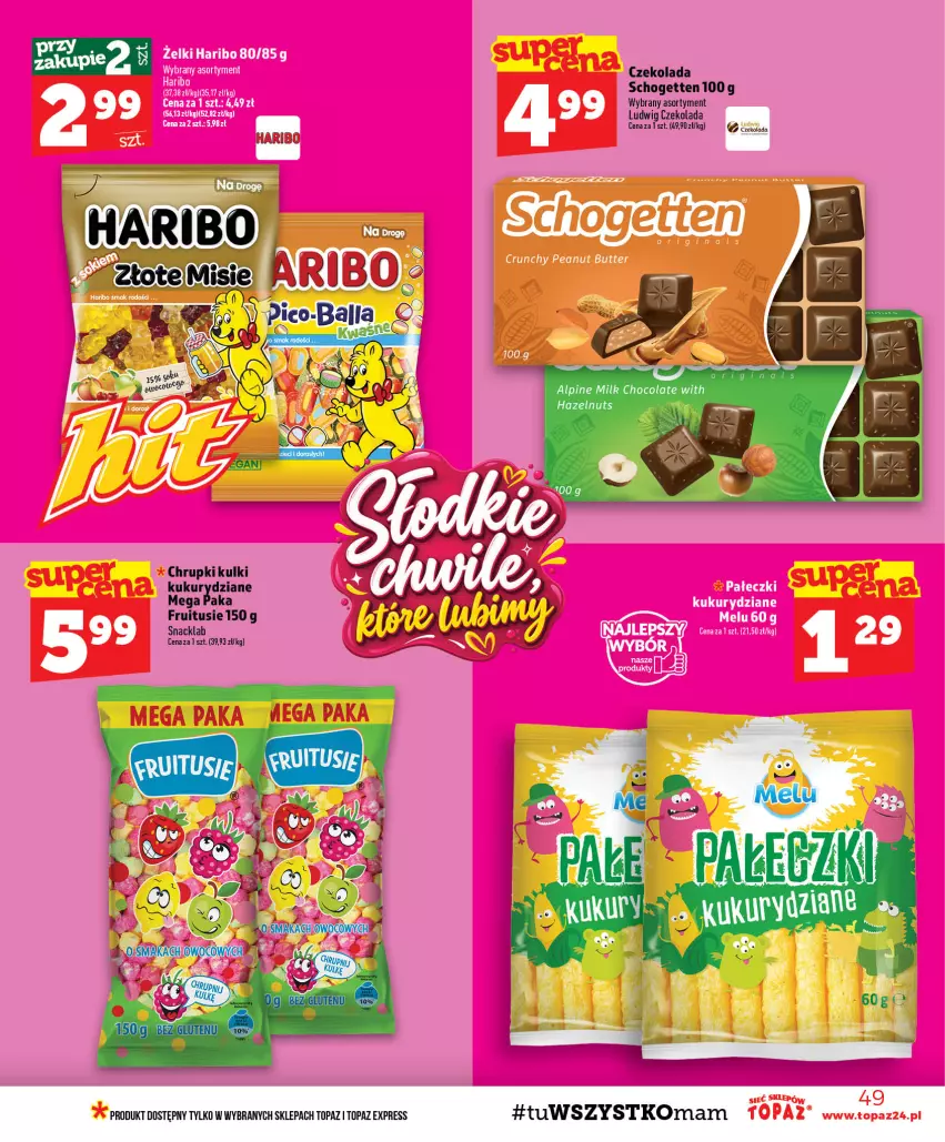 Gazetka promocyjna Topaz - Gazetka - ważna 29.10 do 04.11.2026 - strona 49 - produkty: Chrupki, Czekolada, Haribo, Schogetten, Top