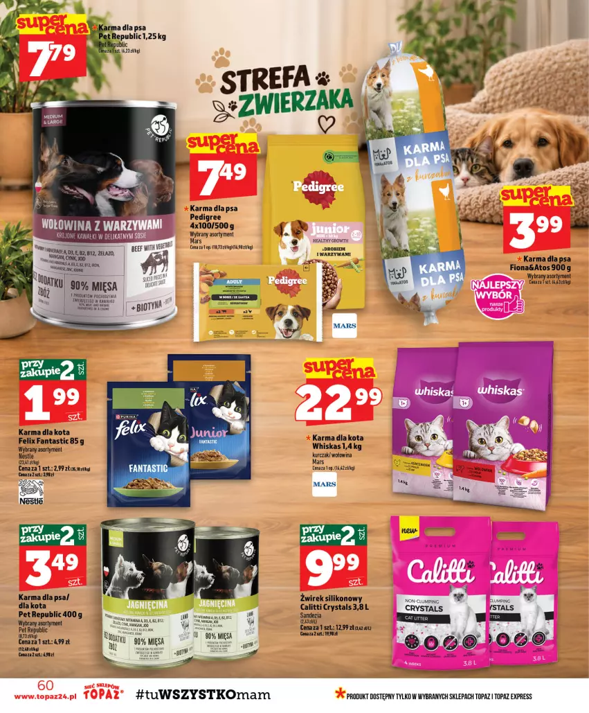 Gazetka promocyjna Topaz - Gazetka - ważna 29.10 do 04.11.2026 - strona 60 - produkty: Fa, Fanta, Felix, Kurczak, Mars, Pedigree, Pur, Purina, Top, Whiskas, Wołowina