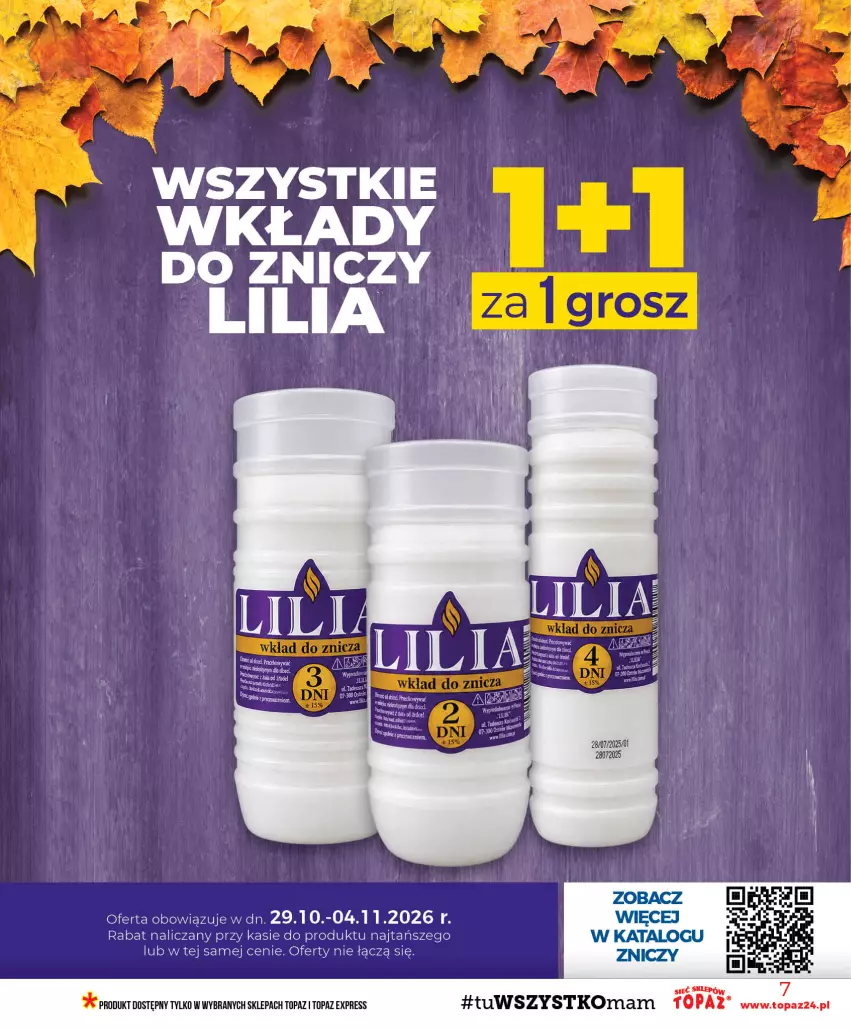 Gazetka promocyjna Topaz - Gazetka - ważna 29.10 do 04.11.2026 - strona 7 - produkty: Top, Znicz