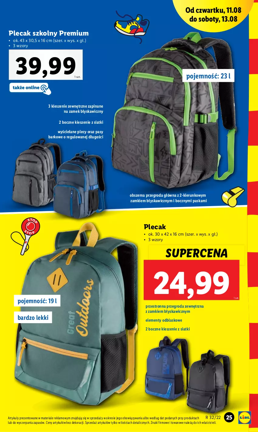 Gazetka promocyjna Lidl - GAZETKA - ważna 08.08 do 13.08.2022 - strona 25 - produkty: Plecak, Top