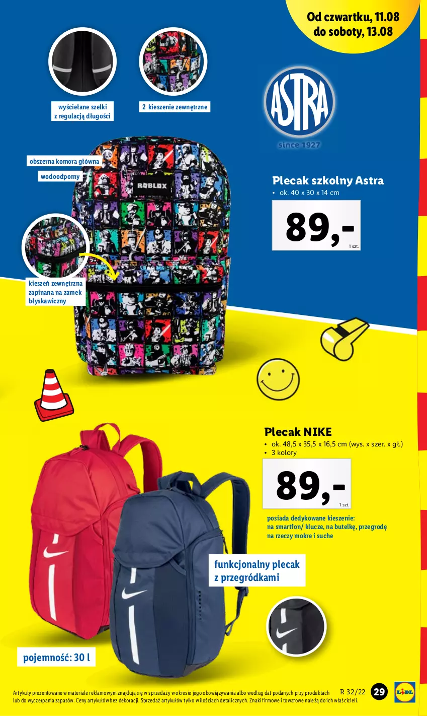 Gazetka promocyjna Lidl - GAZETKA - ważna 08.08 do 13.08.2022 - strona 29 - produkty: Nike, Plecak, Por, Smartfon