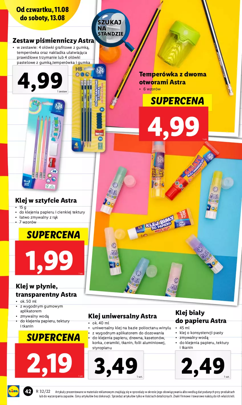 Gazetka promocyjna Lidl - GAZETKA - ważna 08.08 do 13.08.2022 - strona 42 - produkty: Gra, Klej, Orka, Papier, Tran