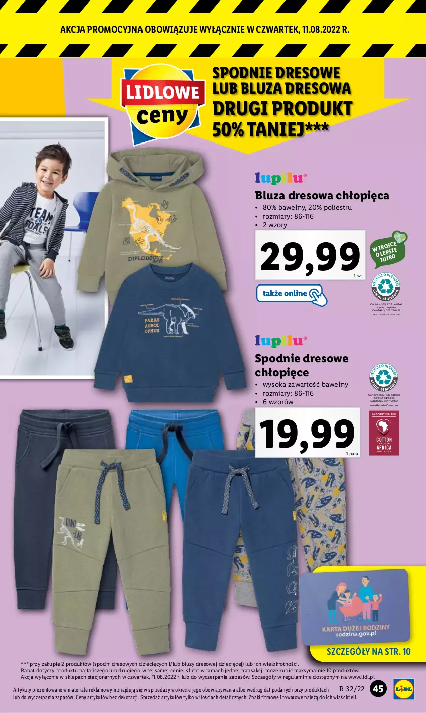 Gazetka promocyjna Lidl - GAZETKA - ważna 08.08 do 13.08.2022 - strona 47 - produkty: Bluza, Bluza dresowa, Dres, Dzieci, Rama, Sok, Spodnie, Spodnie dresowe, Tran