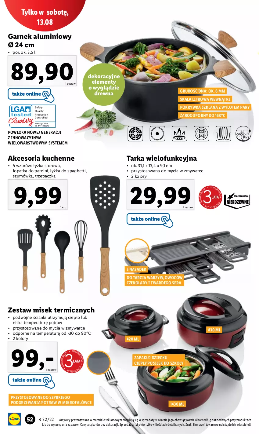 Gazetka promocyjna Lidl - GAZETKA - ważna 08.08 do 13.08.2022 - strona 54 - produkty: Fa, Garnek, Halo, LANA, Pokrywka szklana, Por, Ser, Spaghetti, Tarka, Tarka wielofunkcyjna, Trzepaczka