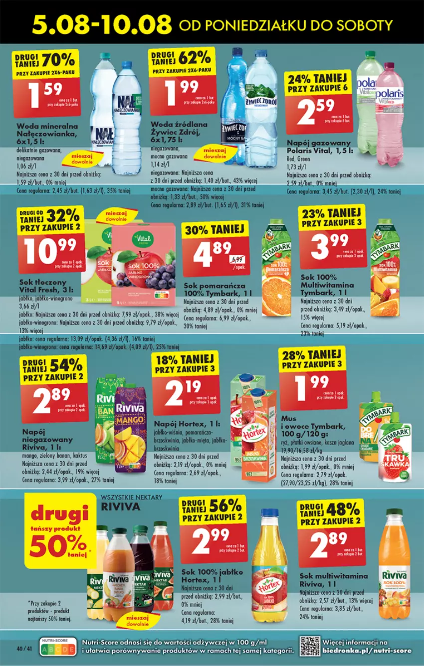 Gazetka promocyjna Biedronka - Od poniedzialku - ważna 05.08 do 10.08.2024 - strona 44 - produkty: Hortex, Kaktus, LANA, Mango, Nałęczowianka, Napój, Napój gazowany, Nektar, Sok, Tymbark, Wino, Winogrona, Woda, Woda mineralna