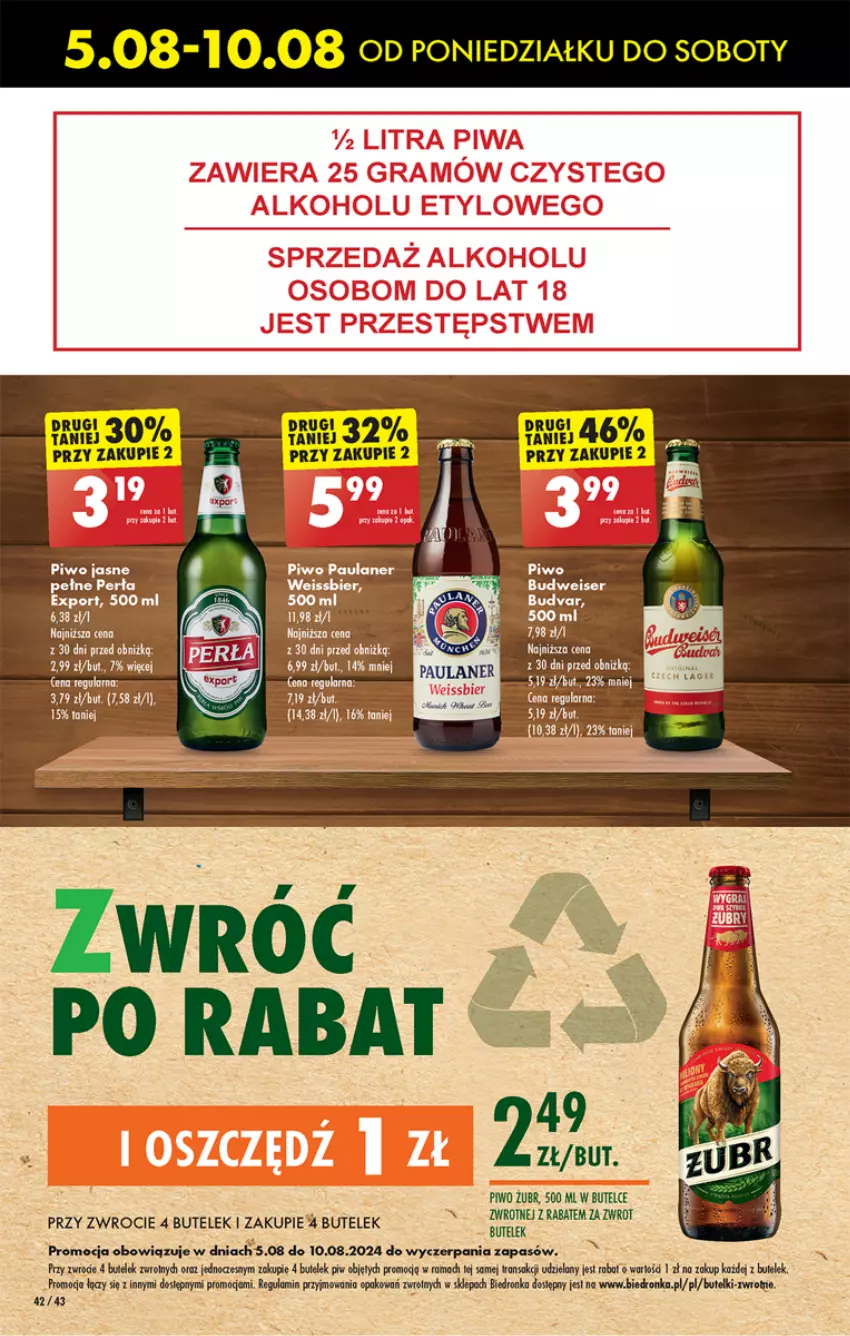 Gazetka promocyjna Biedronka - Od poniedzialku - ważna 05.08 do 10.08.2024 - strona 46 - produkty: Piwo, Piwo jasne, Rama, Tran